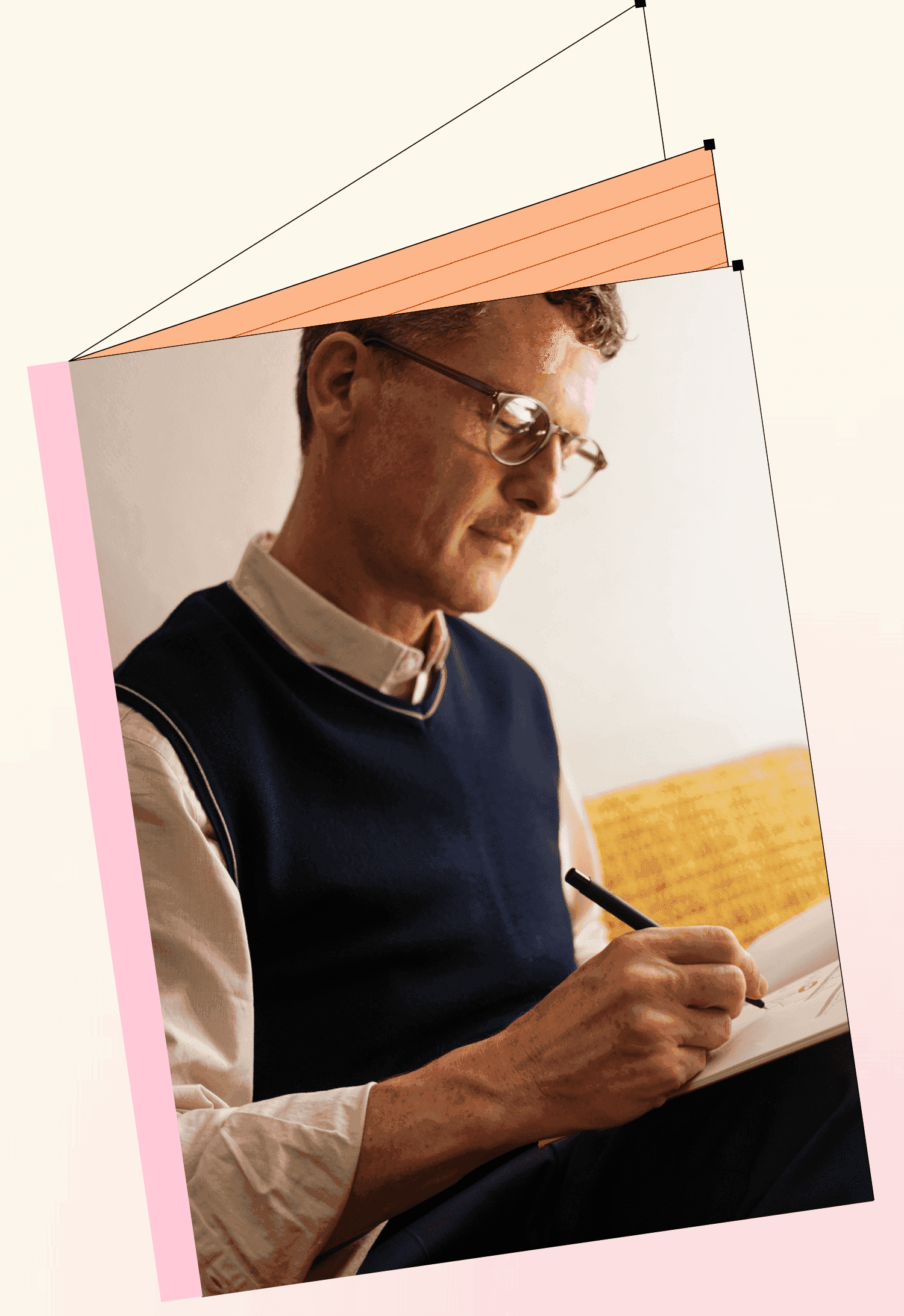 Collage of an educator writing in a notebook