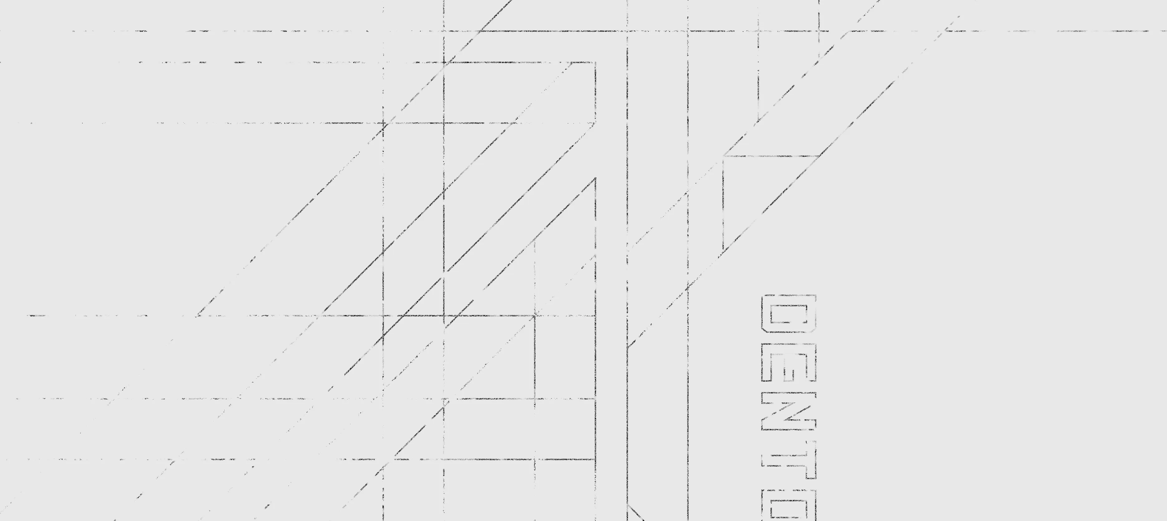 Dento Chronicles interior typography detail – bold angular lines and circuit-like digital treatments evoking high-tech low-life oppression by Teatime Studio.