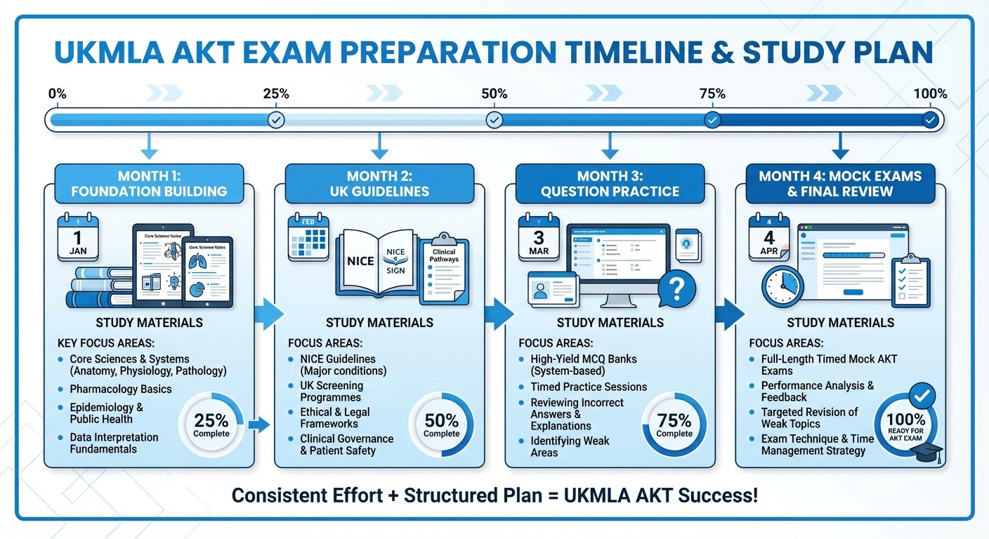 UKMLA AKT 4-Month Study Timeline for IMGs