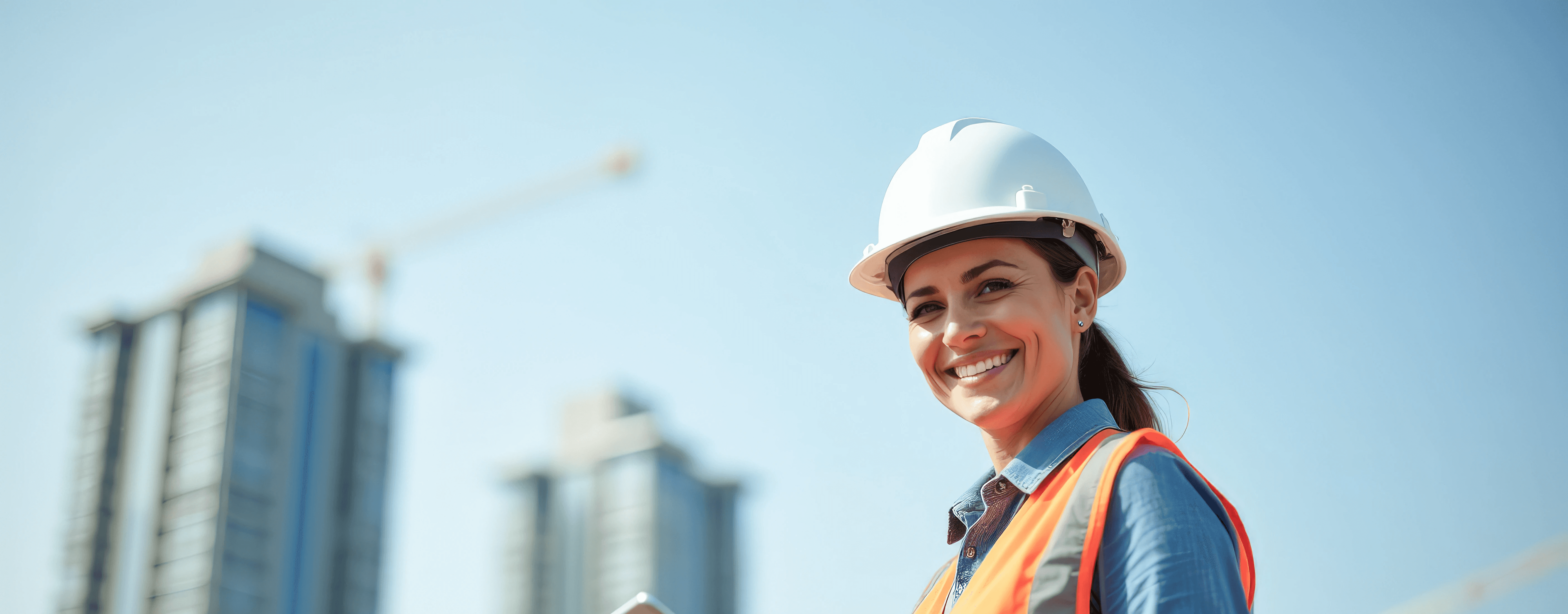 woman smiling on a construction site