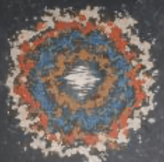 herd of sheep on road painting