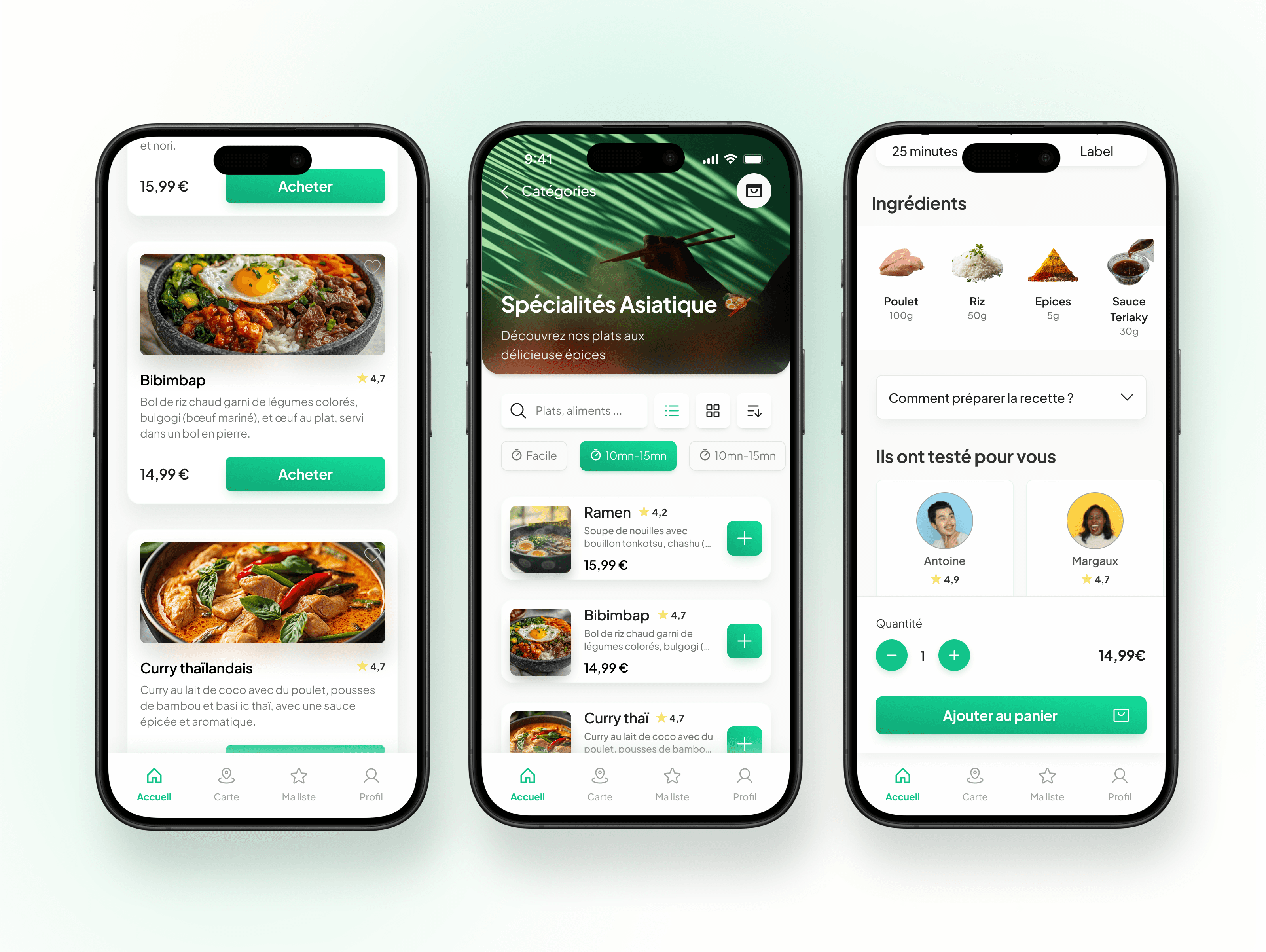 Flux de paiement sur l'application Eateal