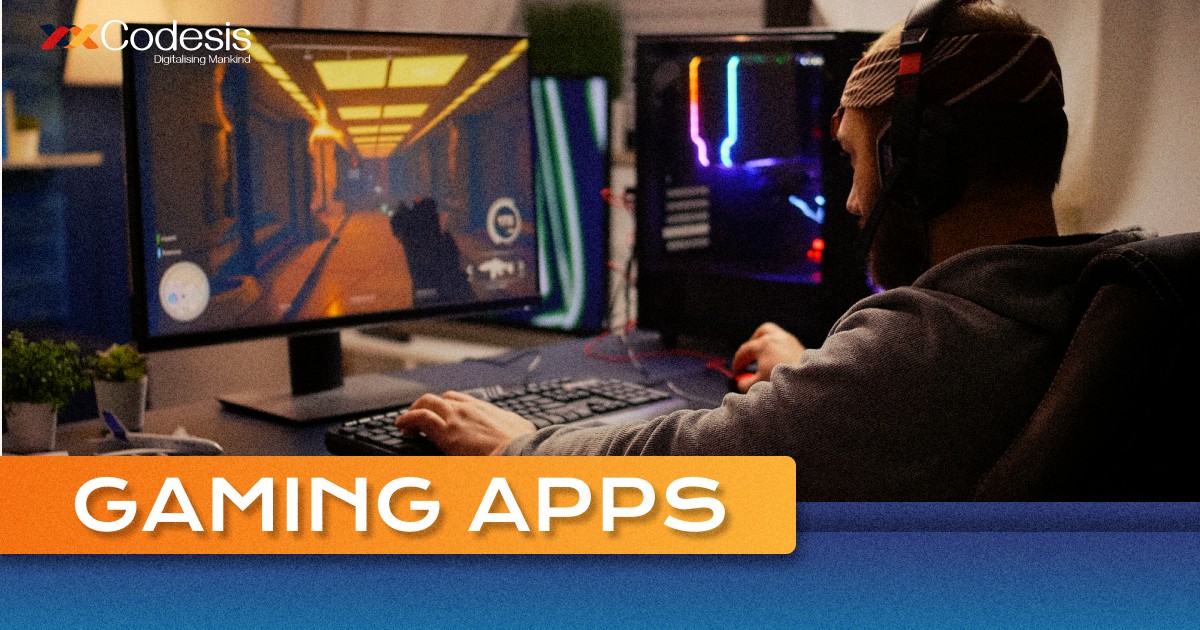 image of a person using and playing gaming apps on a desktop with hands on keyboard and mouse and a gaming CPU kept next to it