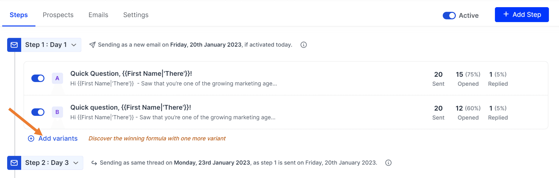 Saleshandy A/B Testing