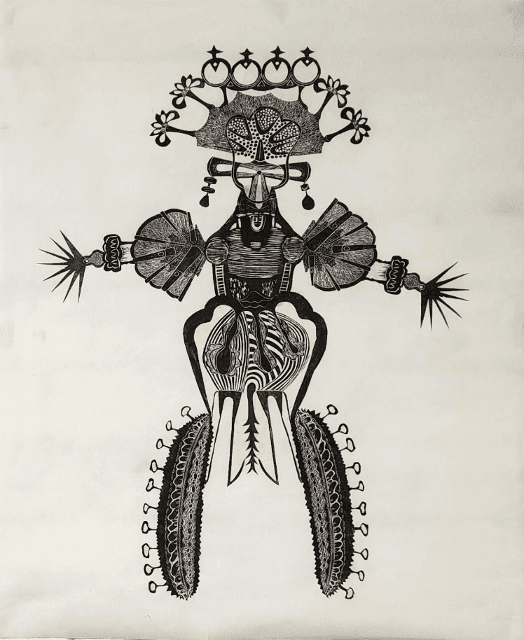 herd of sheep on road painting