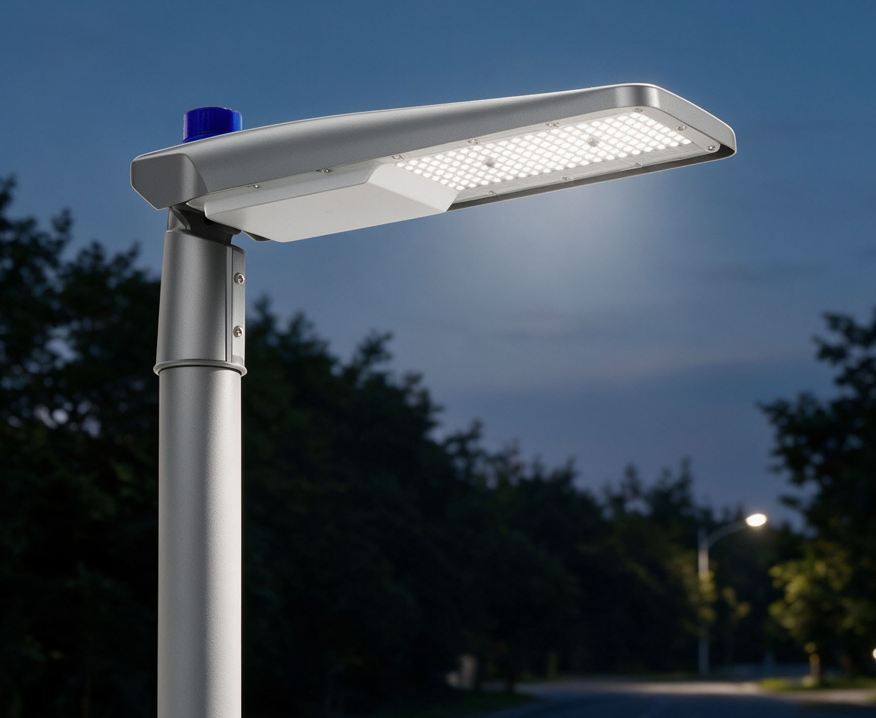 SLE LED Area Light with photocell, illuminated at night, automatic on at dusk
