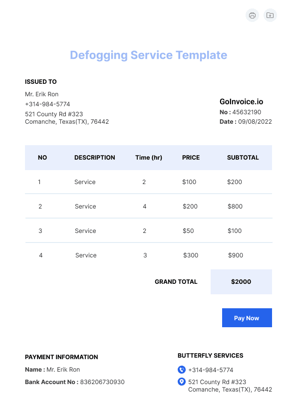 Defogging Service Template