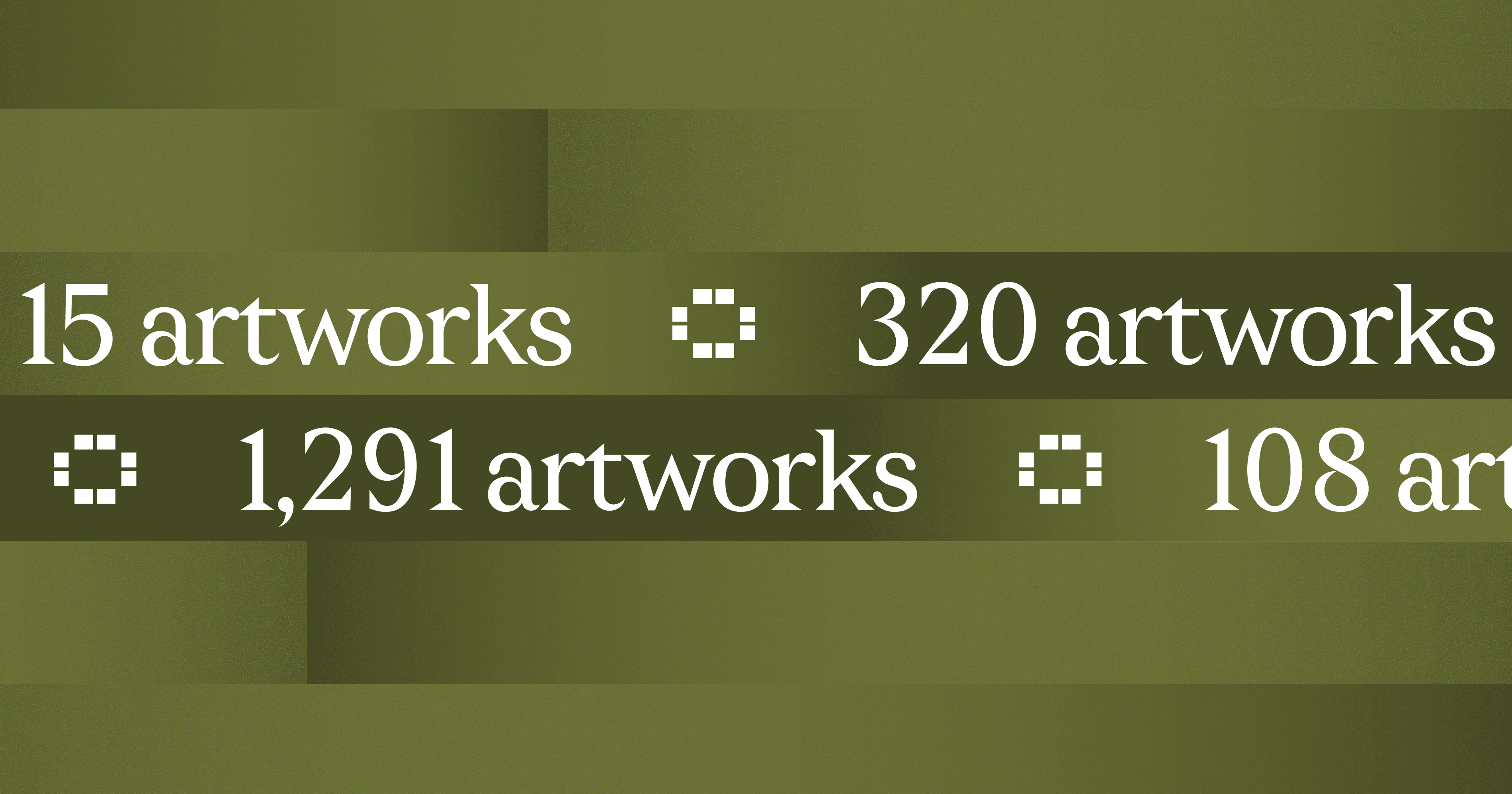 Count of artworks together with Artopia logo to represent the different number of artworks a collector can have in his or her collection.
