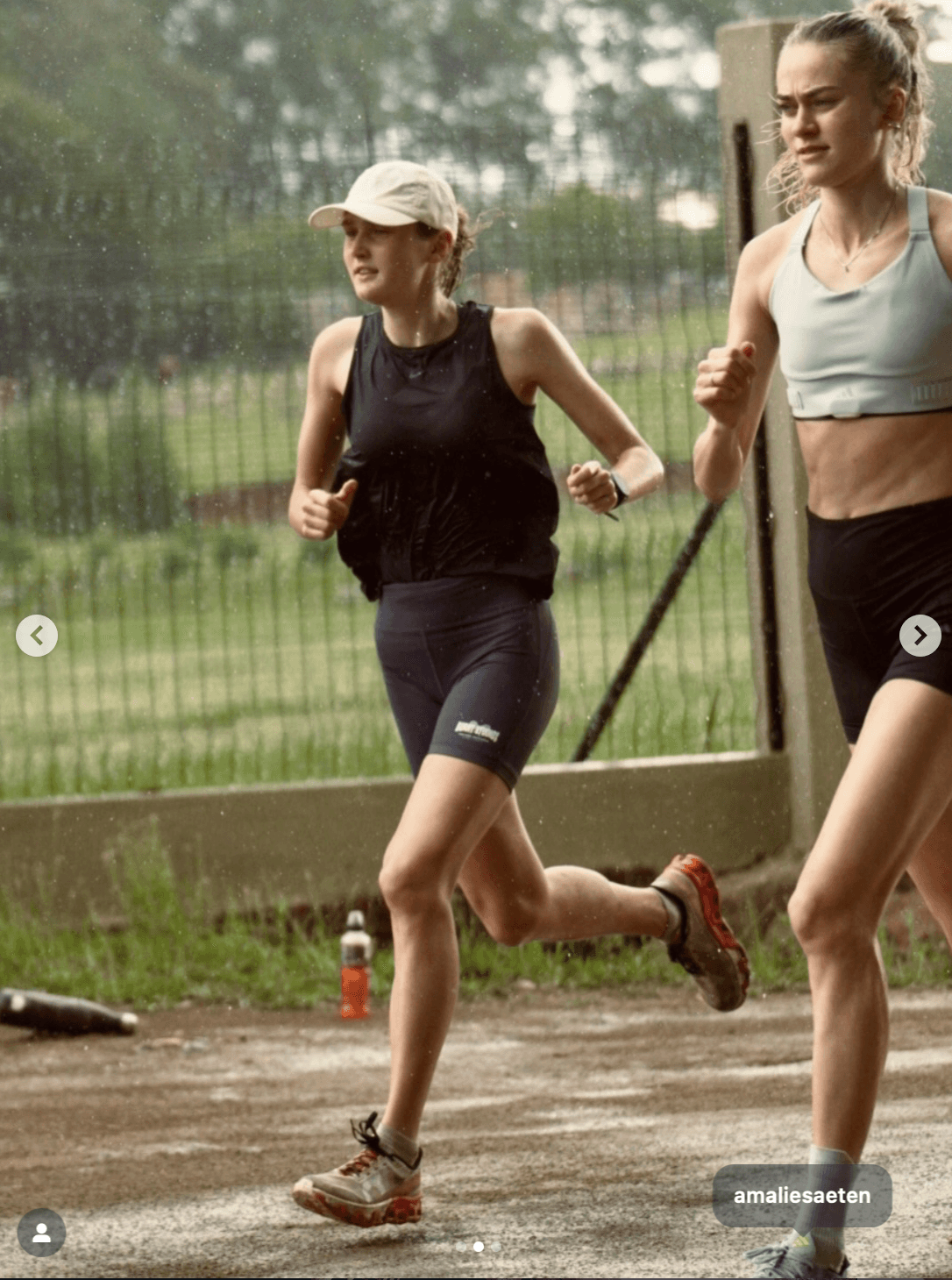 Athlete winning a race