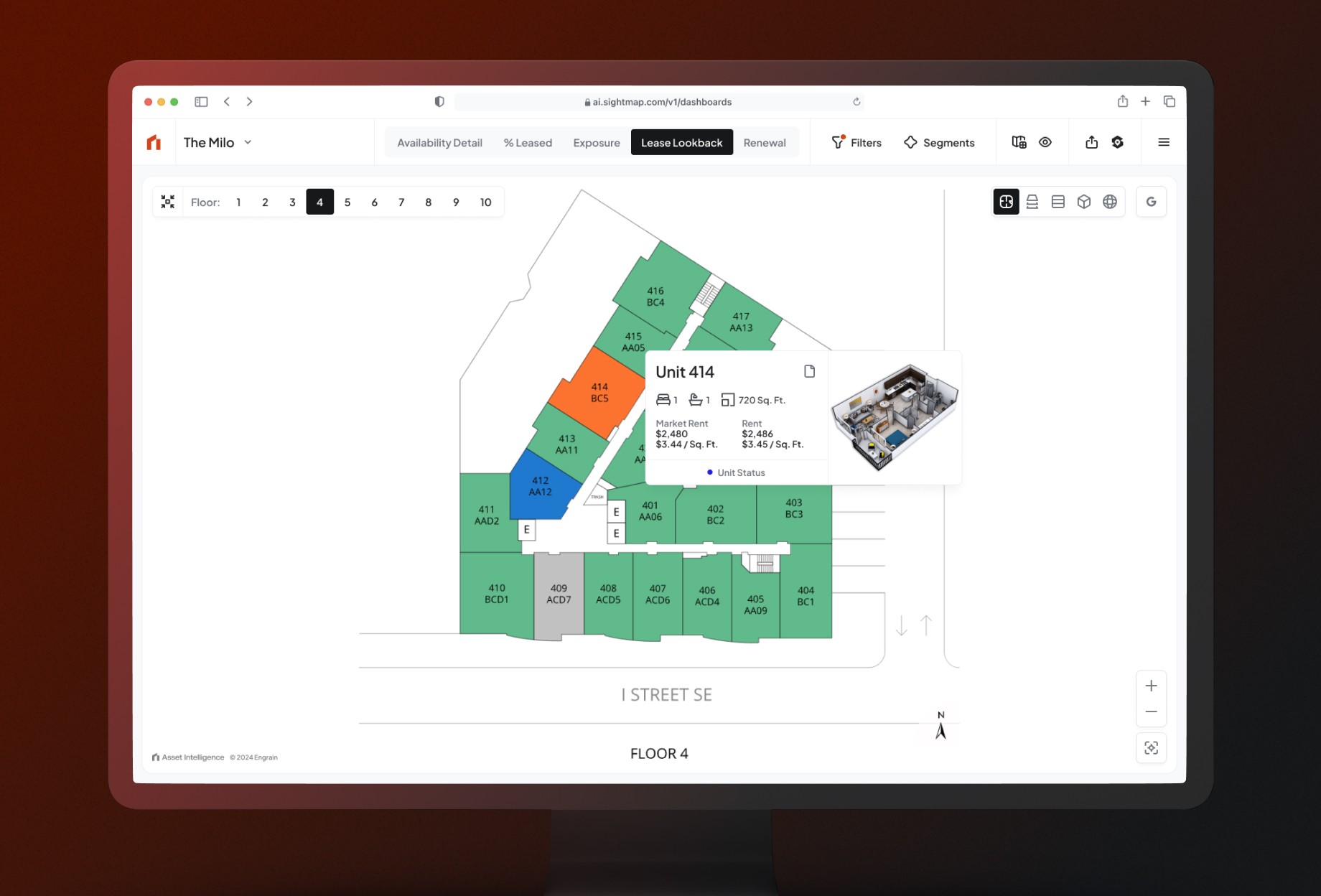 Unit tooltip shown on an interactive map.