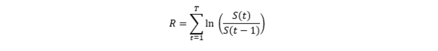 Formule logarithmique des rendements sur périodes successives