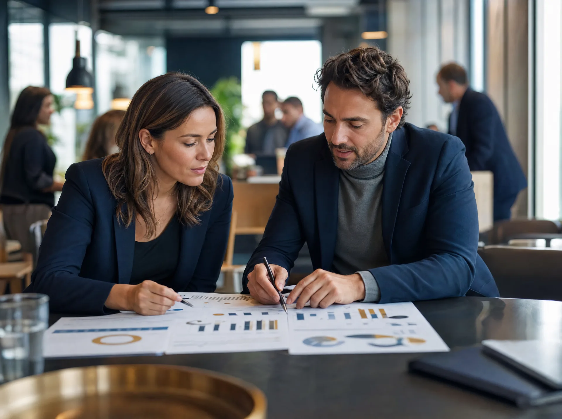 Manager bewerten die Leistung ihrer Marketingagentur (KI-generiert)