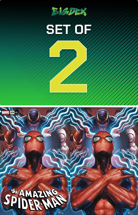Spider-Man #25 Mico Suayan Big Dex Comics C2E2 Exclusive Trade Dress and Virgin Variant Set featuring artwork by Mico Suayan