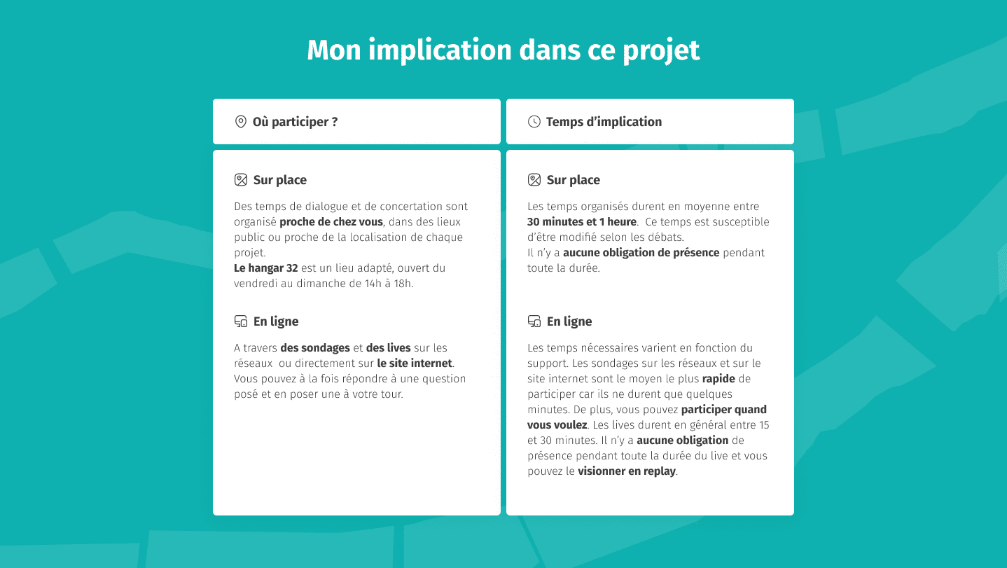 Une section sur un site web décrivant l'implication du lecteur au coeur d'un projet, réalisée dans le cadre d'un projet d'ux/ui à nantes pour le compte de la Samoa
