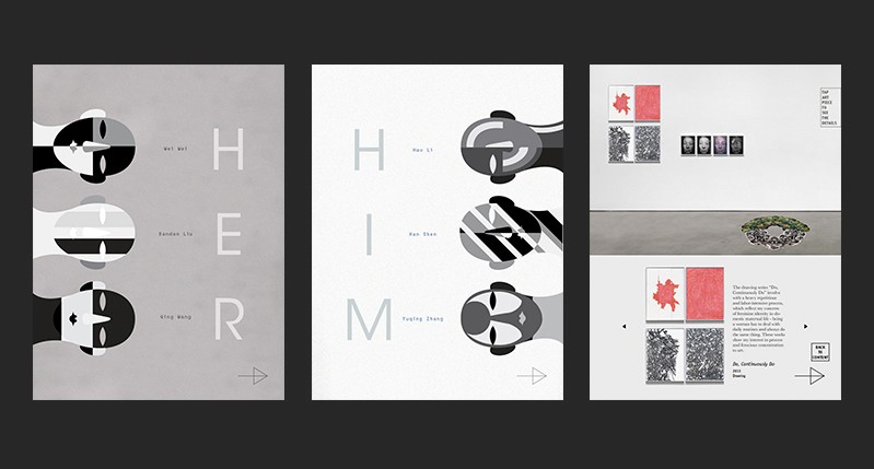three part poster with grey and black