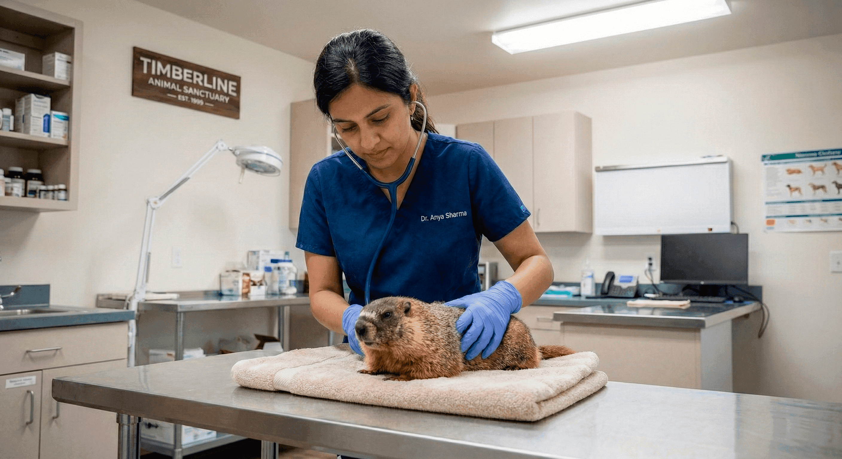 Marmot being treated