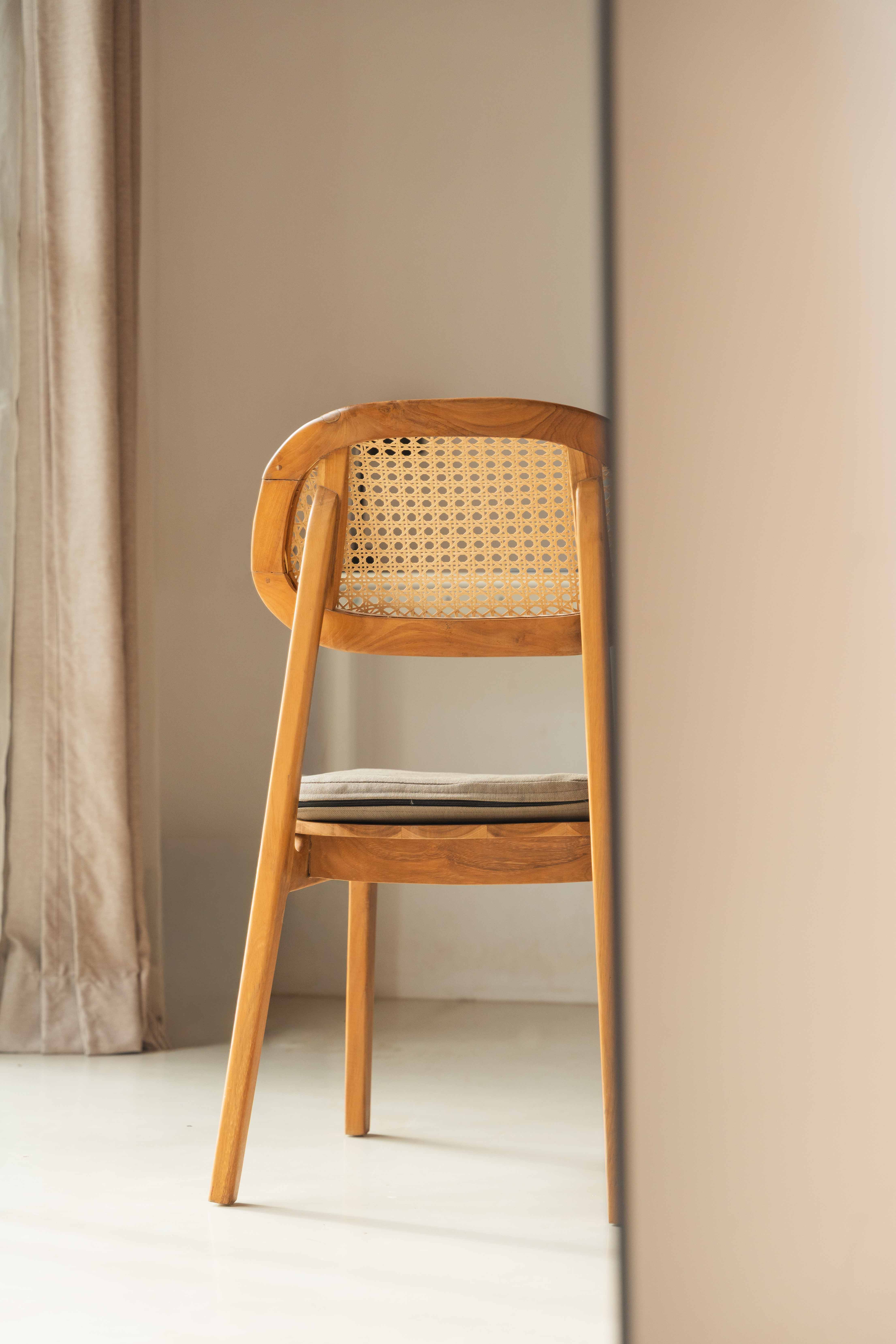 wodden chair in beige room