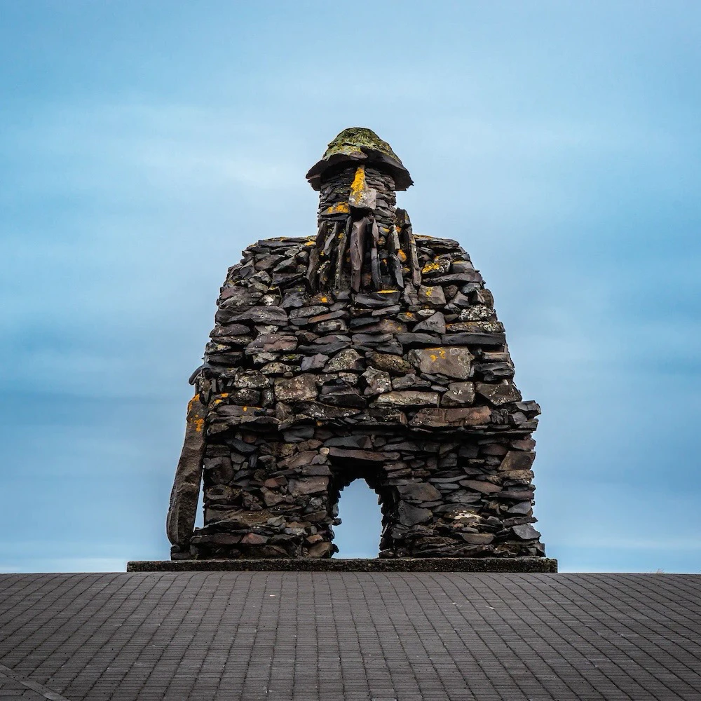 A stack of stones as a statue of Bardur at Arnarstapi Iceland
