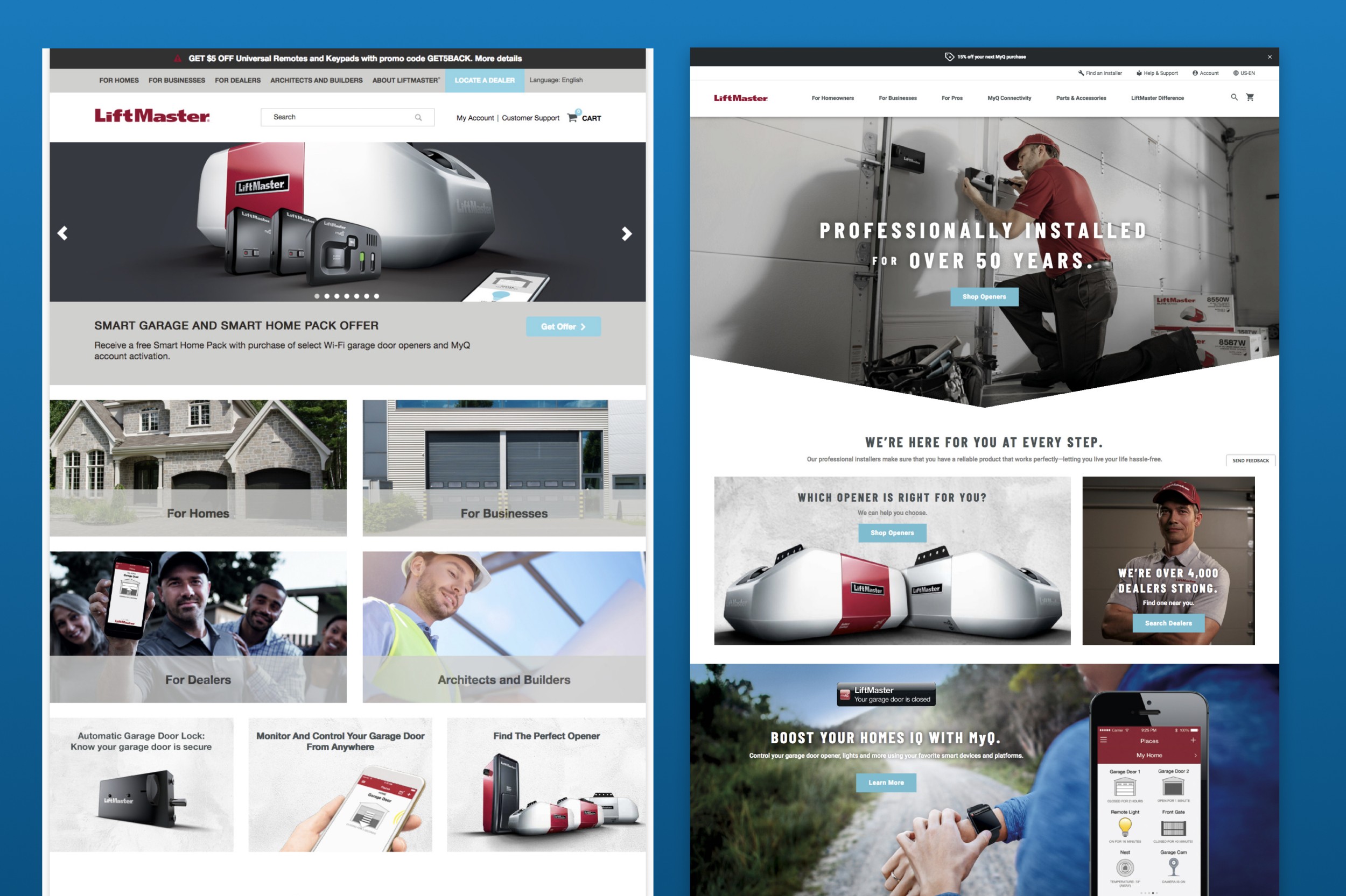 Before and after the redesign