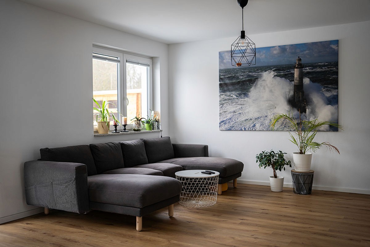 Modern room with chairs and wood stove