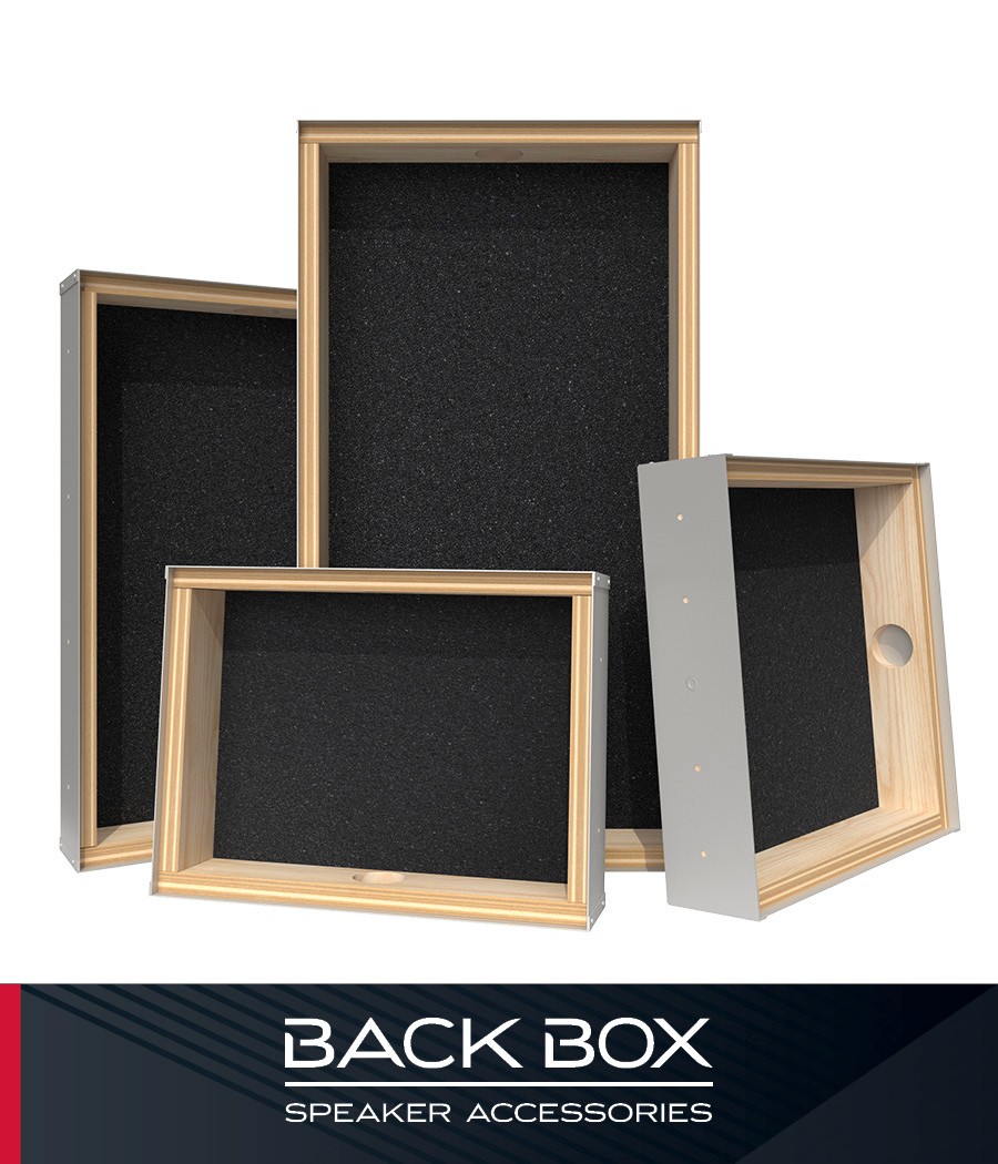 Wooden speaker back boxes with black foam lining