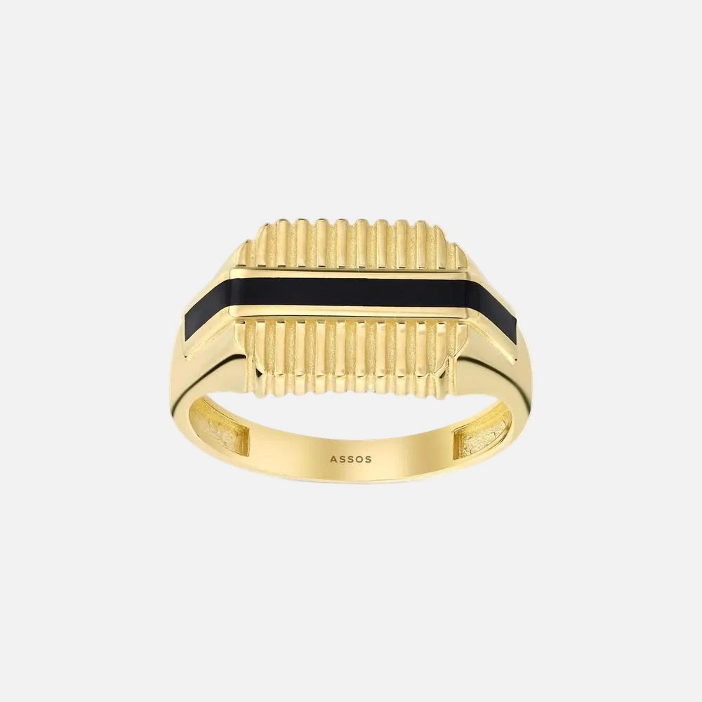 Assos 14 Ayar Altın Modern Tasarım Şık Erkek Yüzük