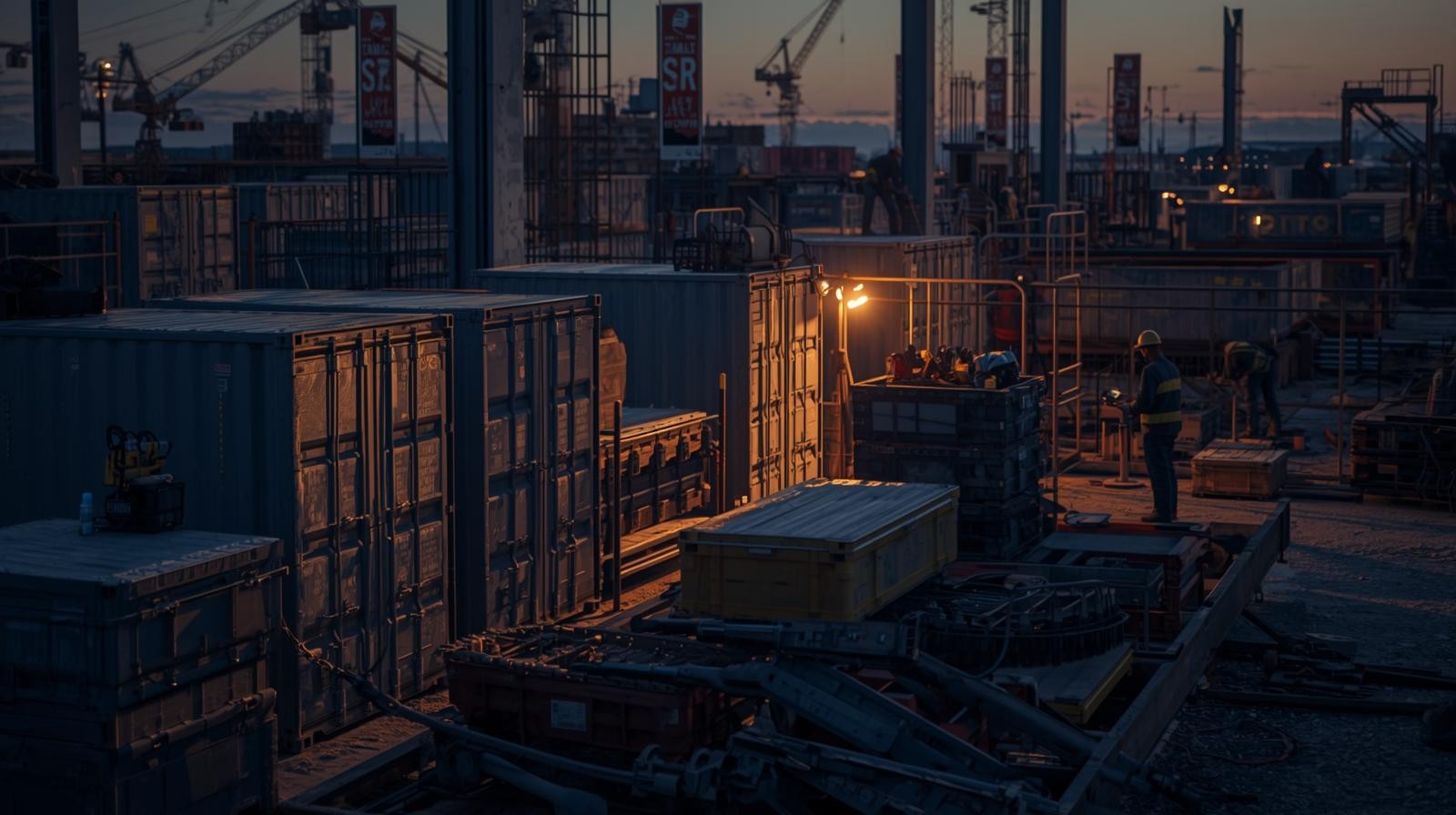 Secured job site storage with QR-tagged tools and smart locks.