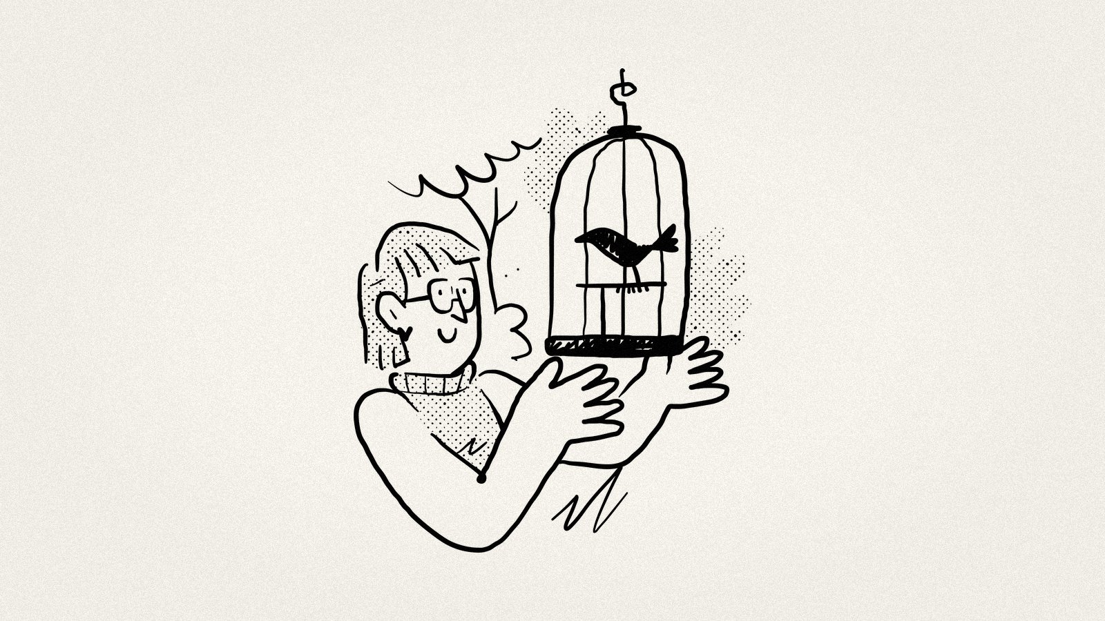Illustration of a caged bird, used as a metaphor for a withheld AI model.