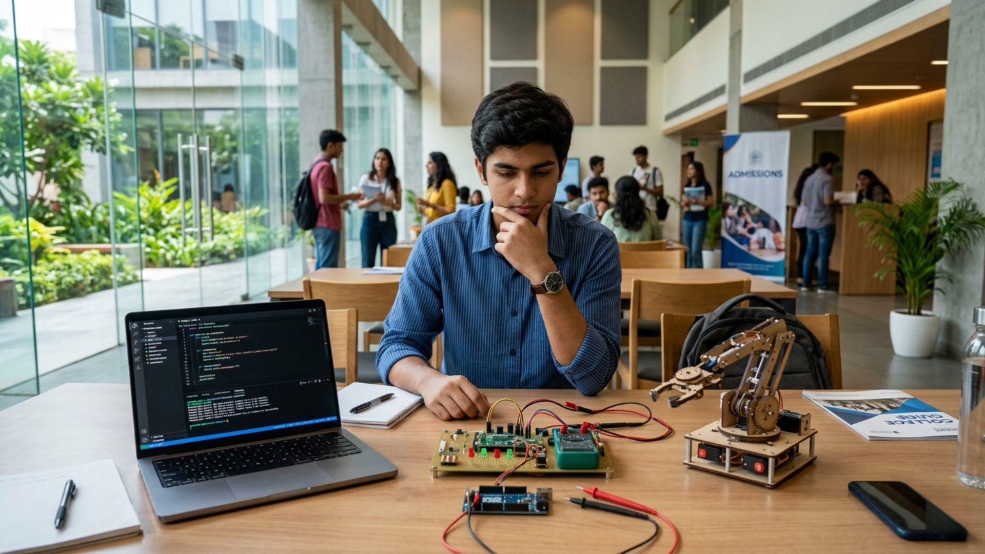 Student comparing practical lab work and future options while thinking about engineering branch selection after 12th