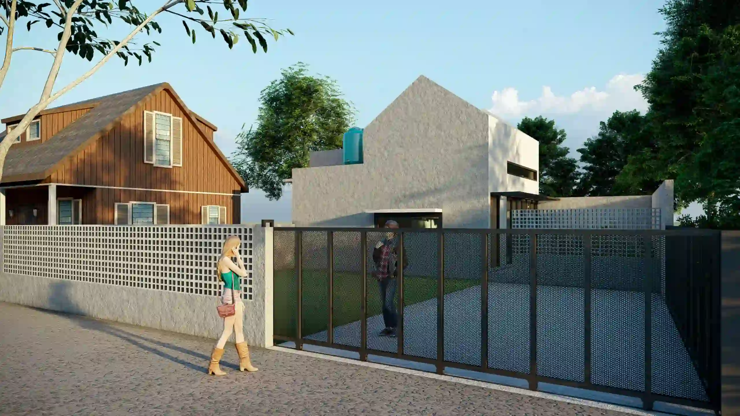 Growing House - Tampak Depan Bangunan Fase 1 di Pagi Hari