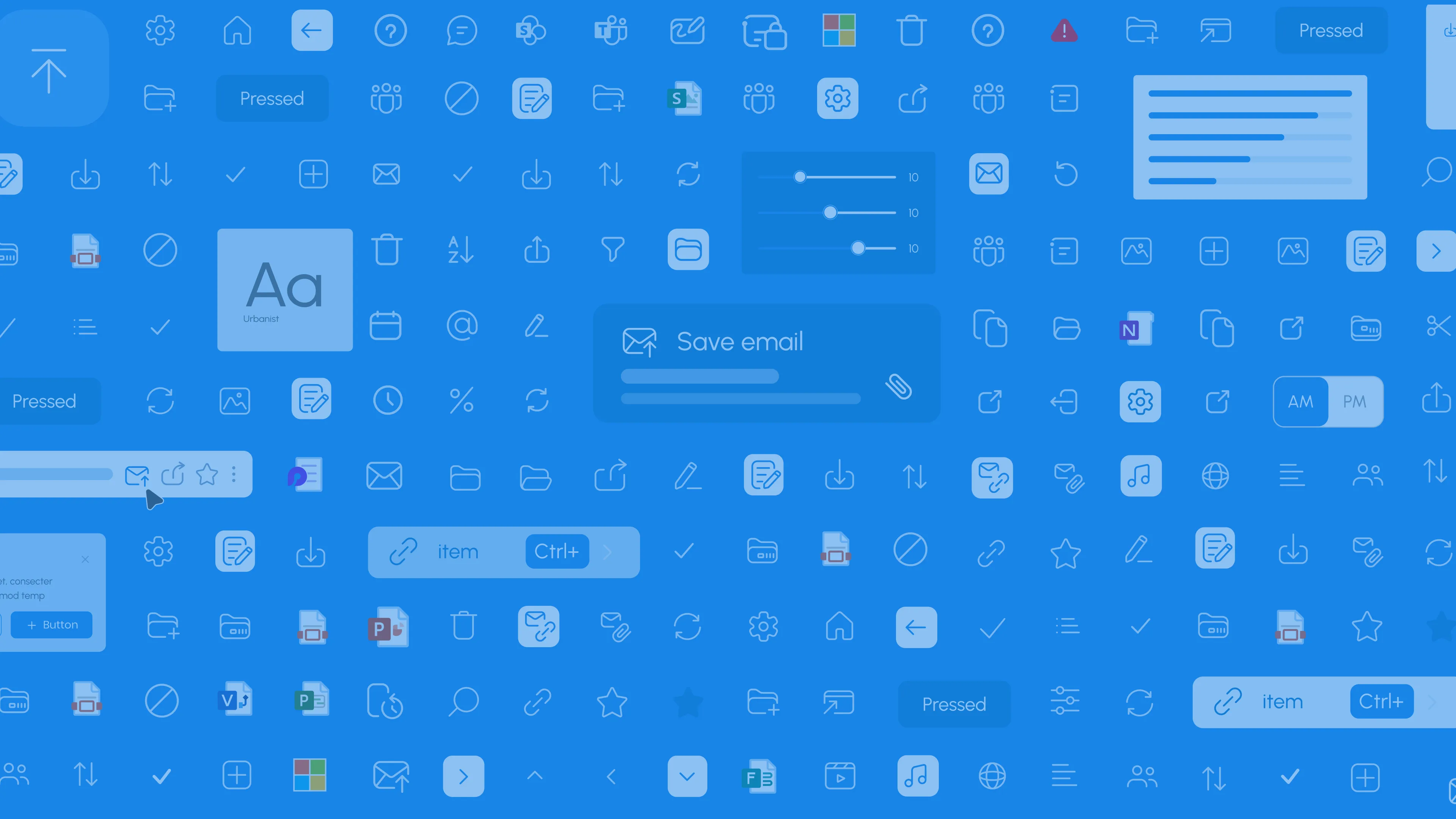 Harmon.ie toolbar icons and interface controls arranged on a blue grid