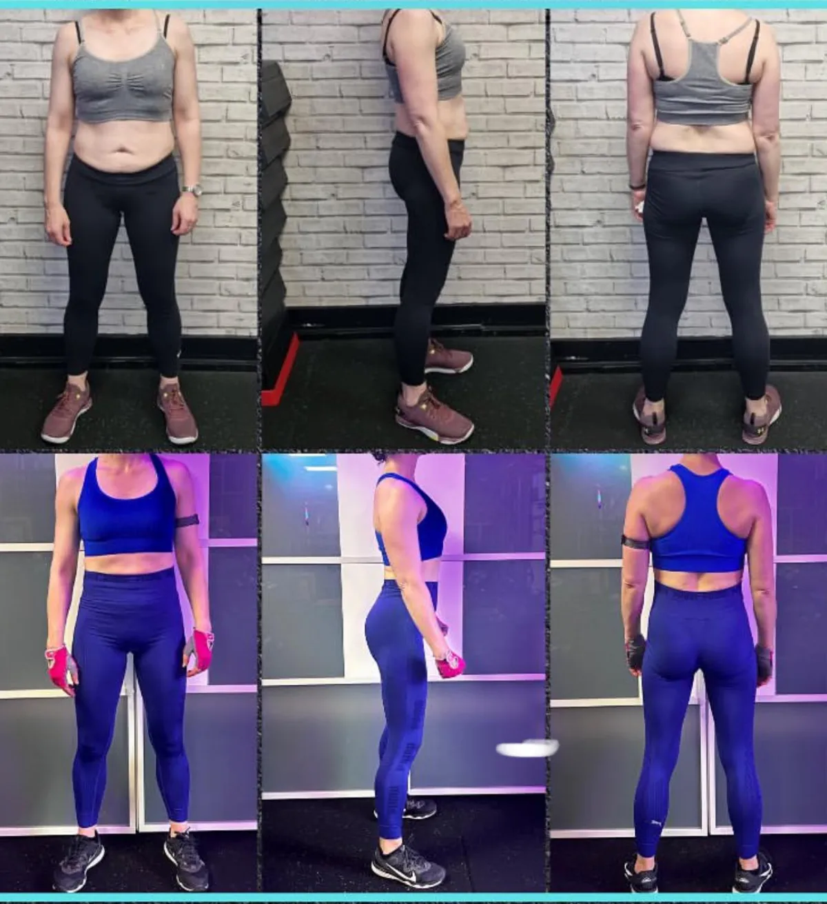 A body transformation picture that shows the before and after of our training program