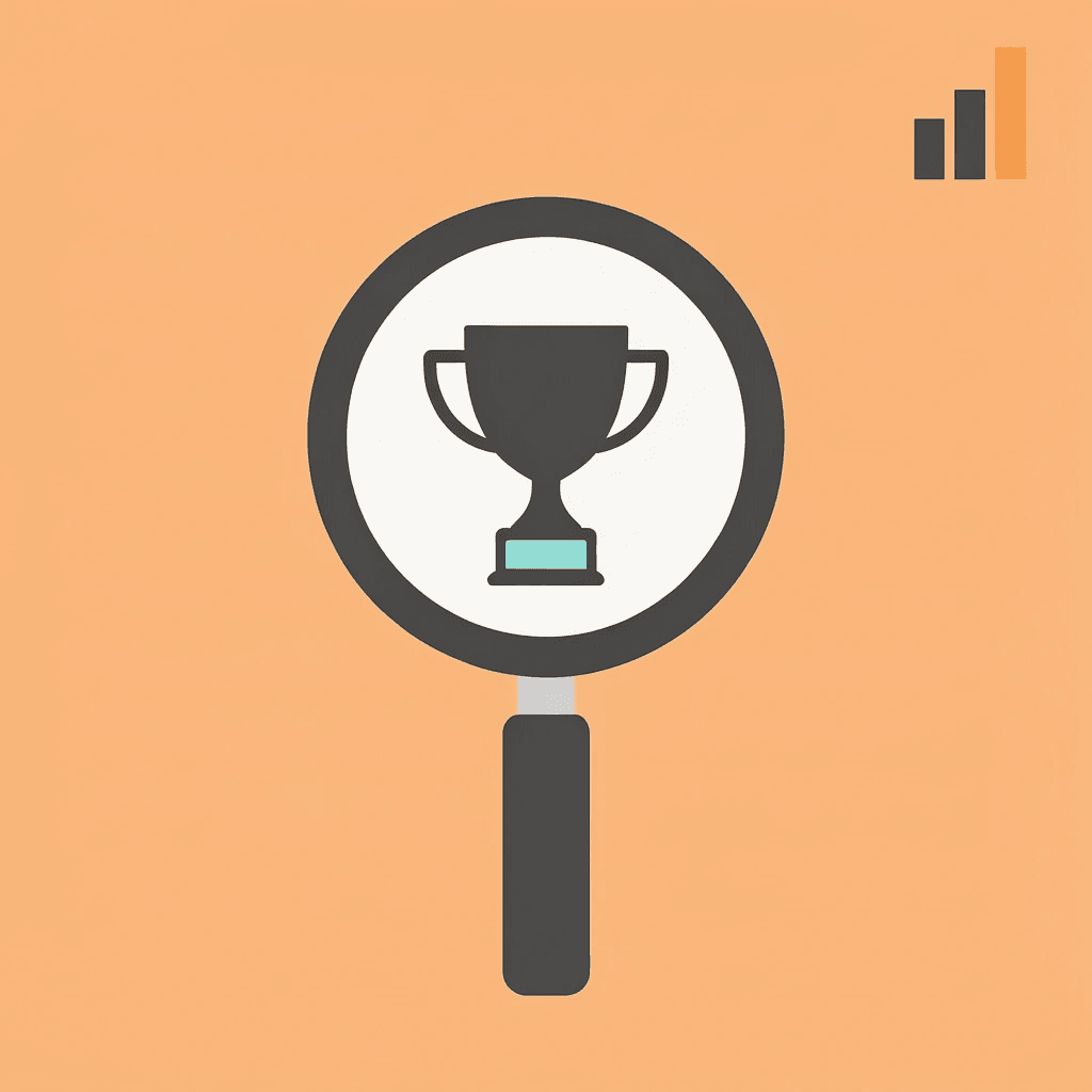Magnifying glass focusing on agency evaluation criteria and proven results