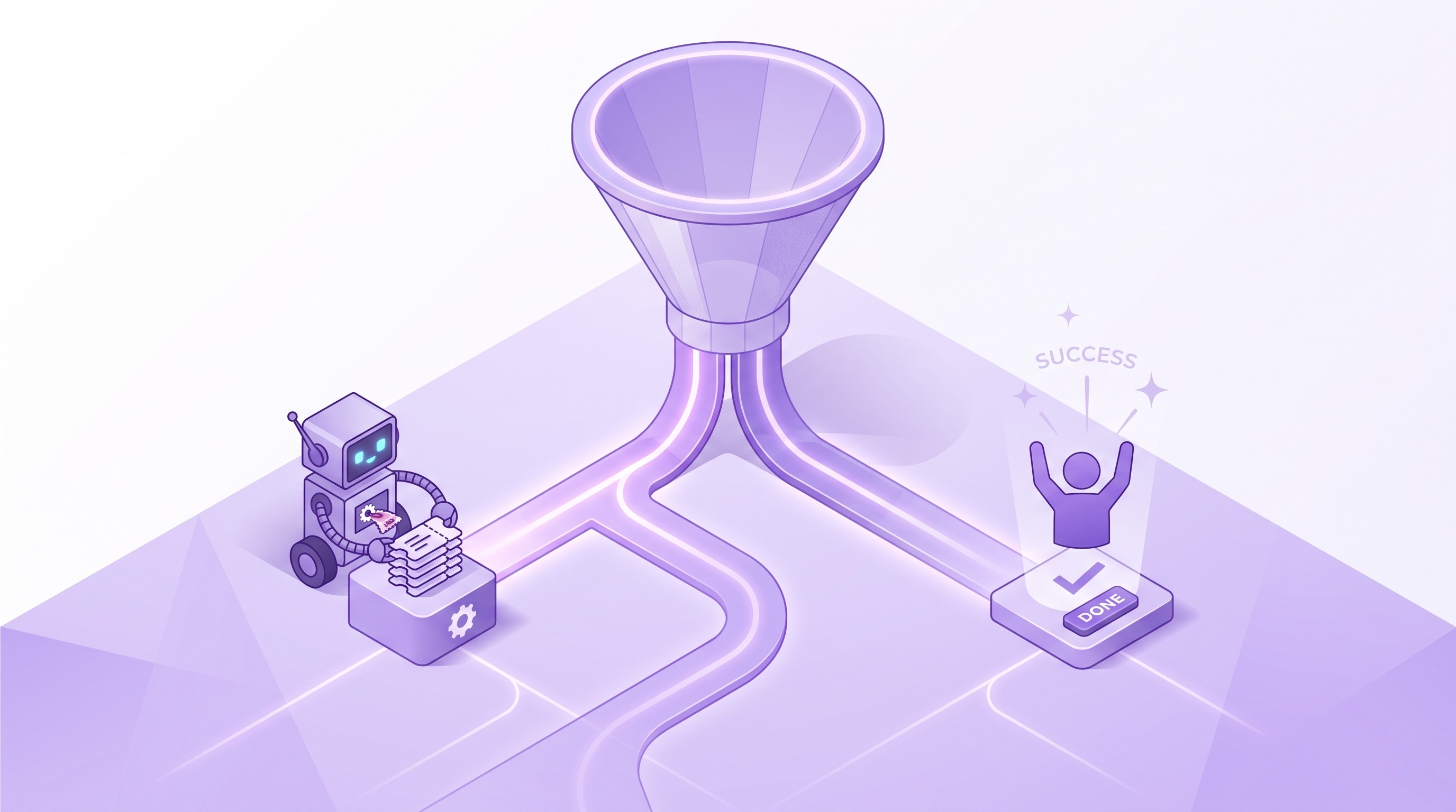 AI agent and self-serve funnel splitting support ticket volume
