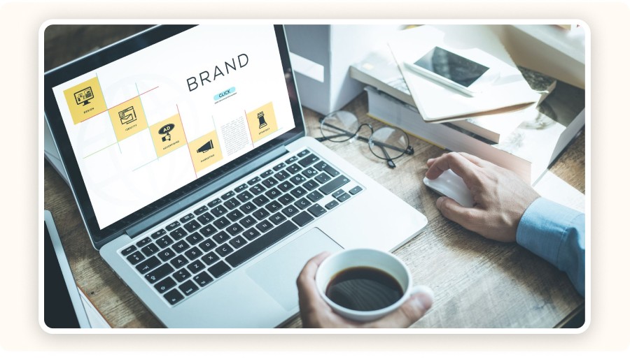 Laptop displaying a branding interface