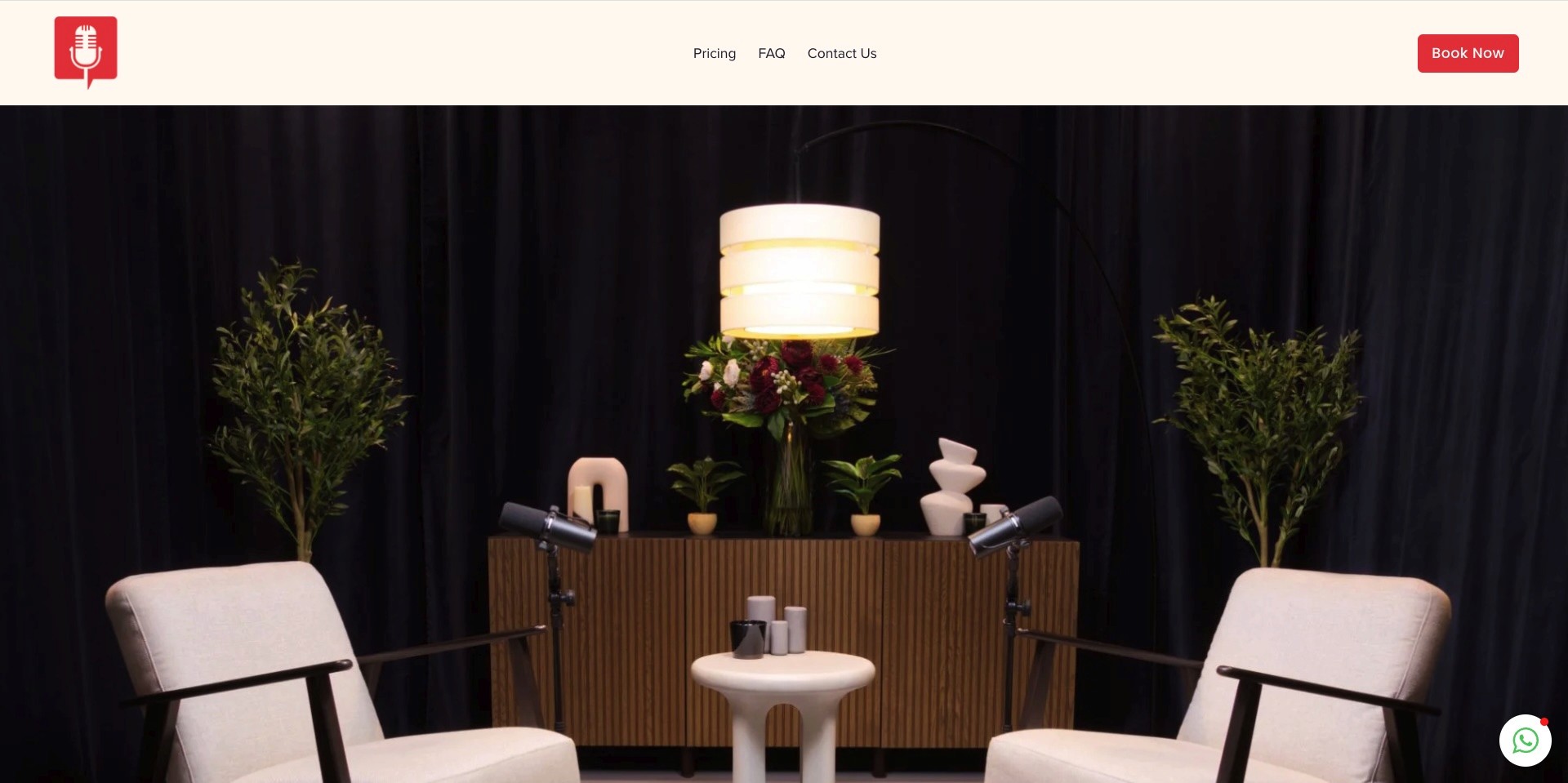 Screenshot of the homepage for Podcast Studio Hire based near Devons Road DLR and Bromley-by-Bow, analysed in this guide alongside Creative Kin Podcast Studio's transit proximity to Canary Wharf and ExceL London.
