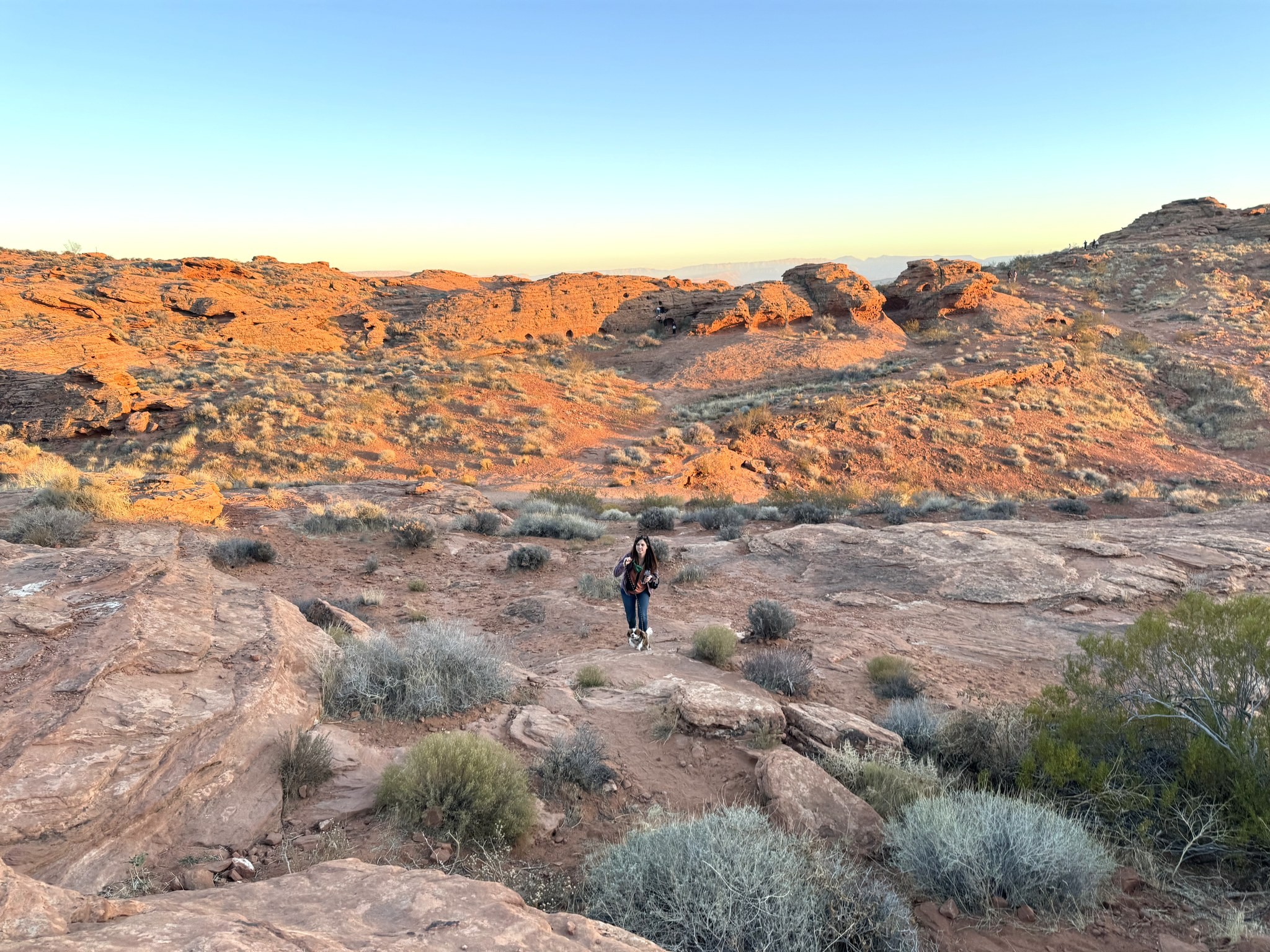 Red rock formations at Pioneer Park in St. George at sunset