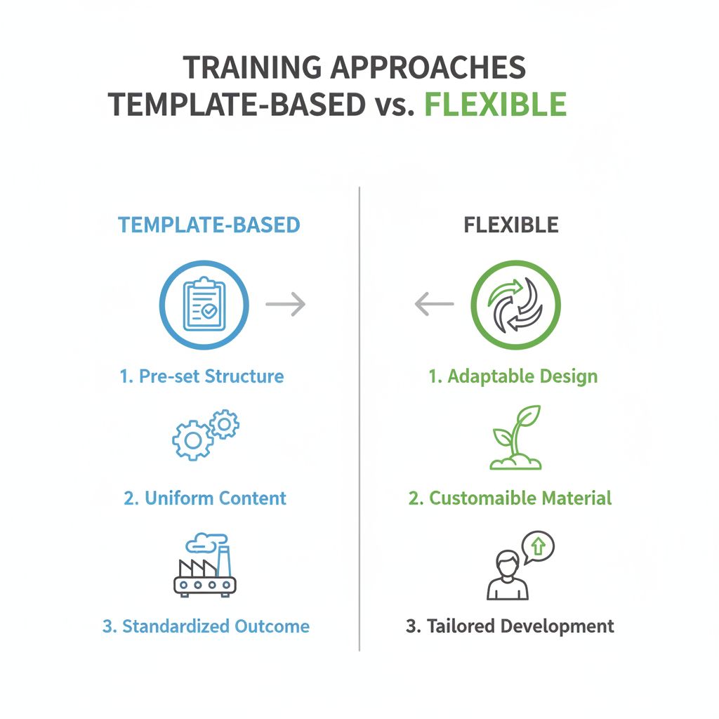 Comparison diagram of template-based versus flexible workout training approaches