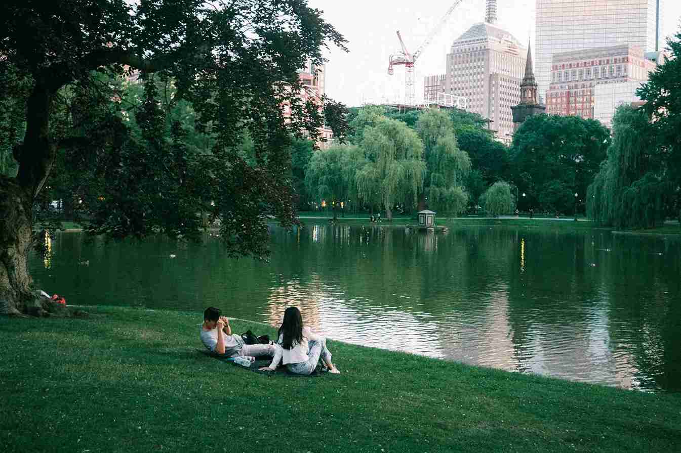 Zwei Freunde im Park.