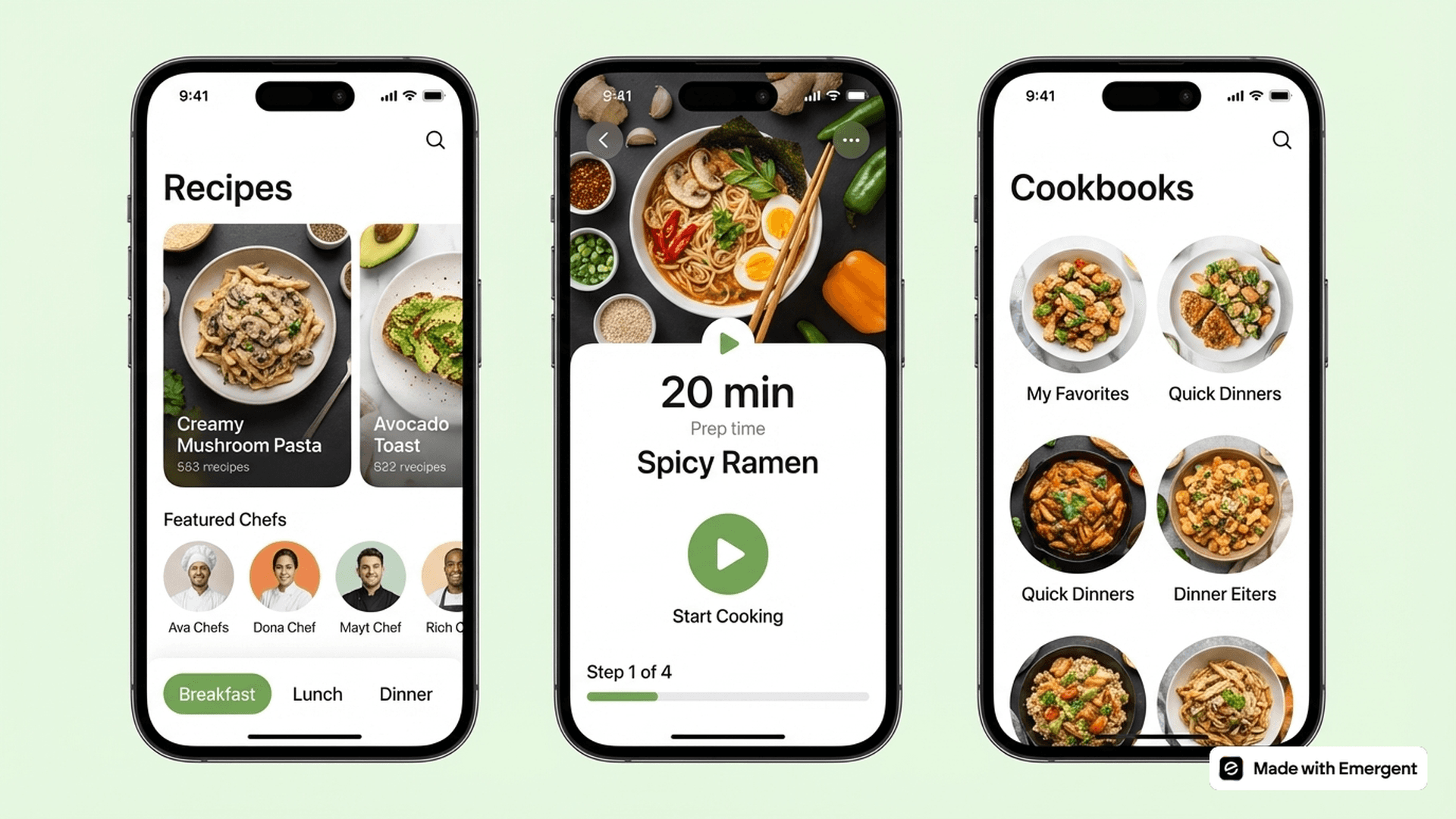 Food Recipe Design App Made with Emergent
