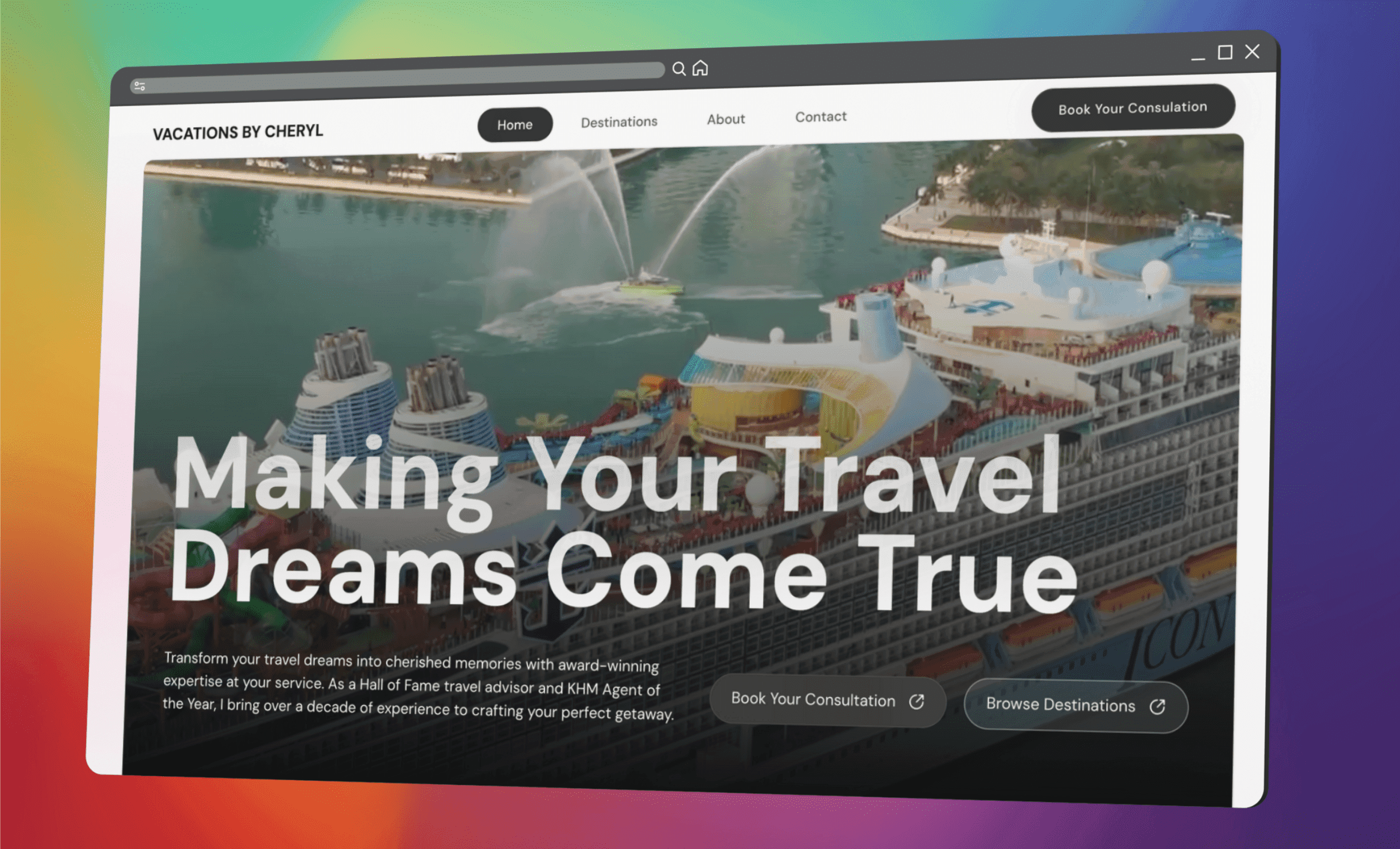 Travel agency website design for Vacations by Cheryl by RJP.design — expert NYC web design agency specializing in website design and digital marketing for travel and hospitality brands.