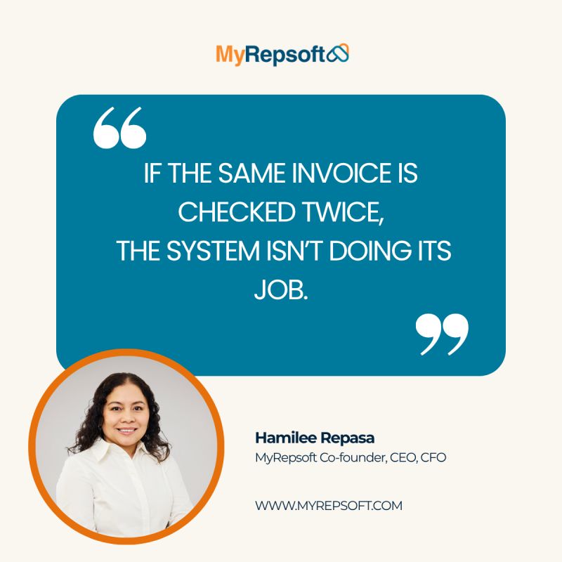 MyRepsoft post about repeated invoice checks in finance teams causing duplicate work and revealing workflow inefficiencies