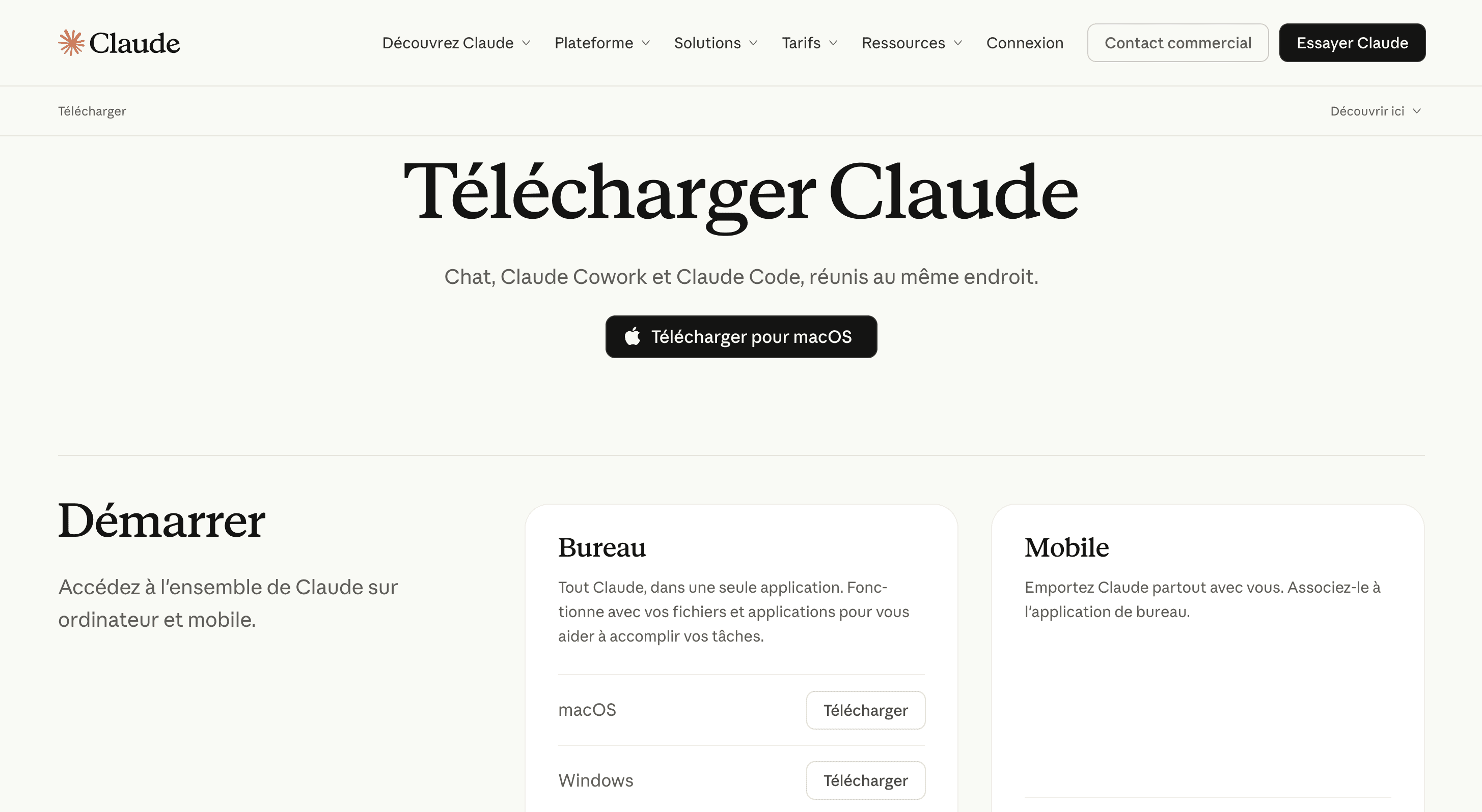 Page claude.com/download