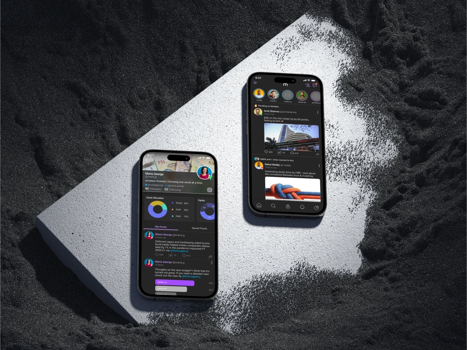 Image of two mobile mockups with background