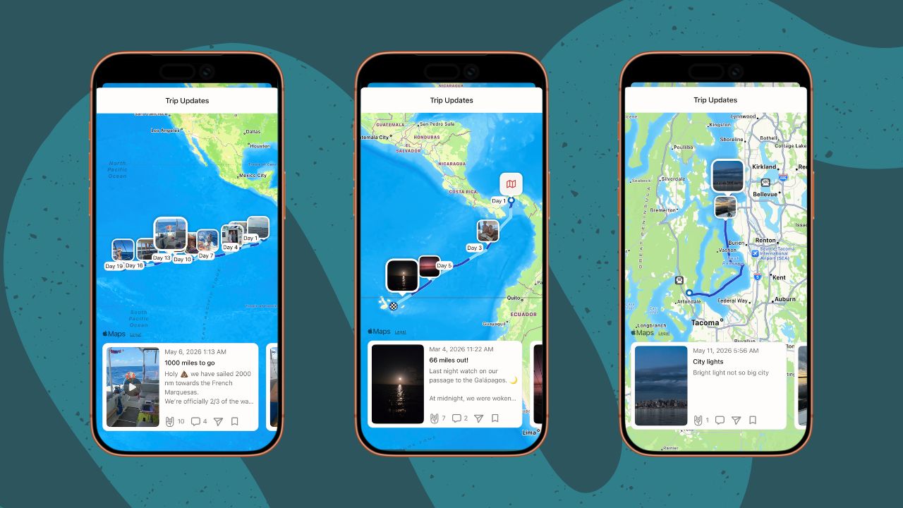 Phone screen with mid-track updates on the SeaPeople app