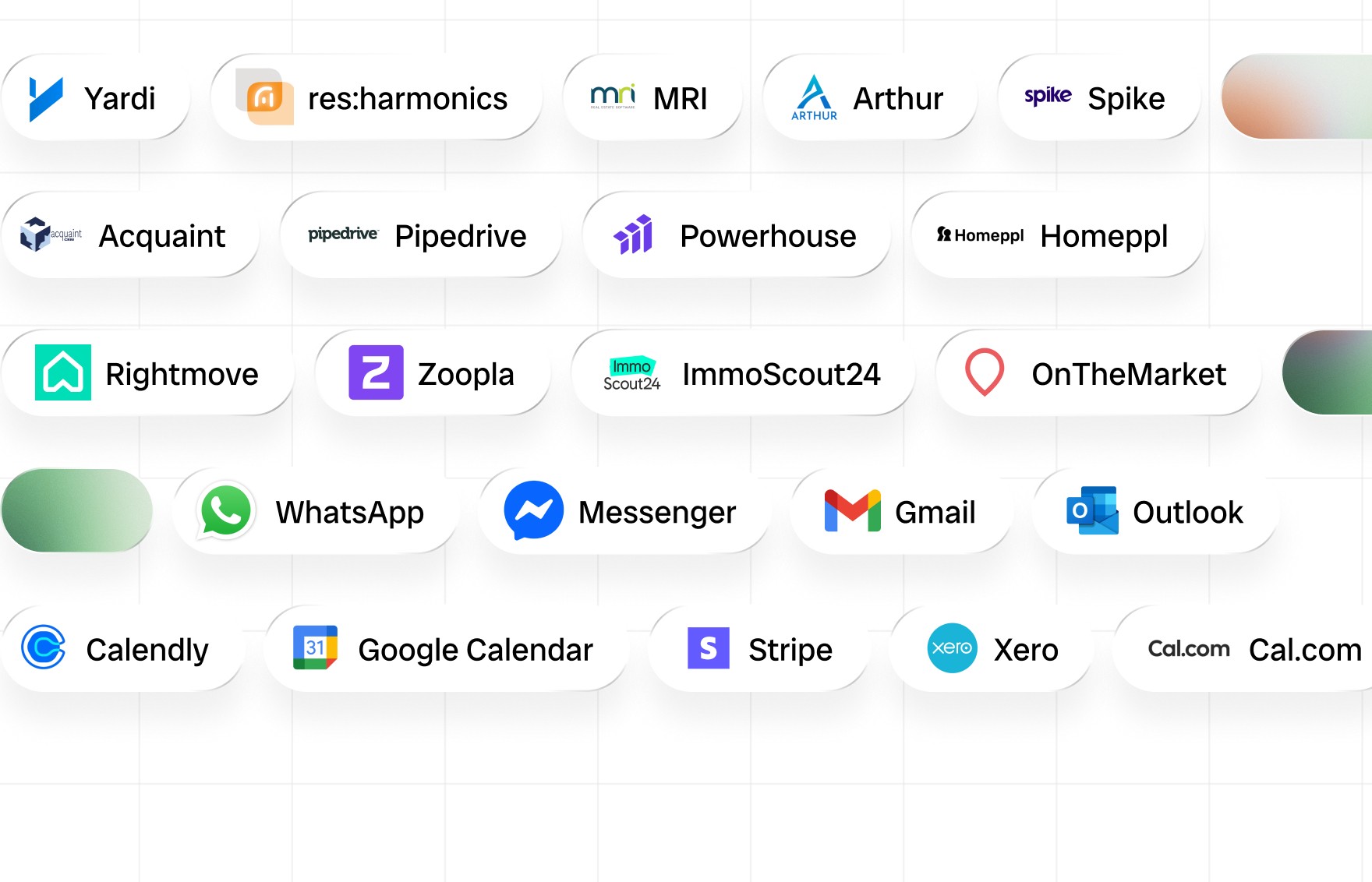 Interface showing tone options ‘Friendly,’ ‘Empathetic,’ and ‘Witty’ connecting to a loading bar labeled ‘Adjusting Brand Tone.’ Below, a sample Vinny message reads: ‘Hi there, I'm Vinny 👋 Tell me what you're looking for in your next home and I’ll help you find the best options.