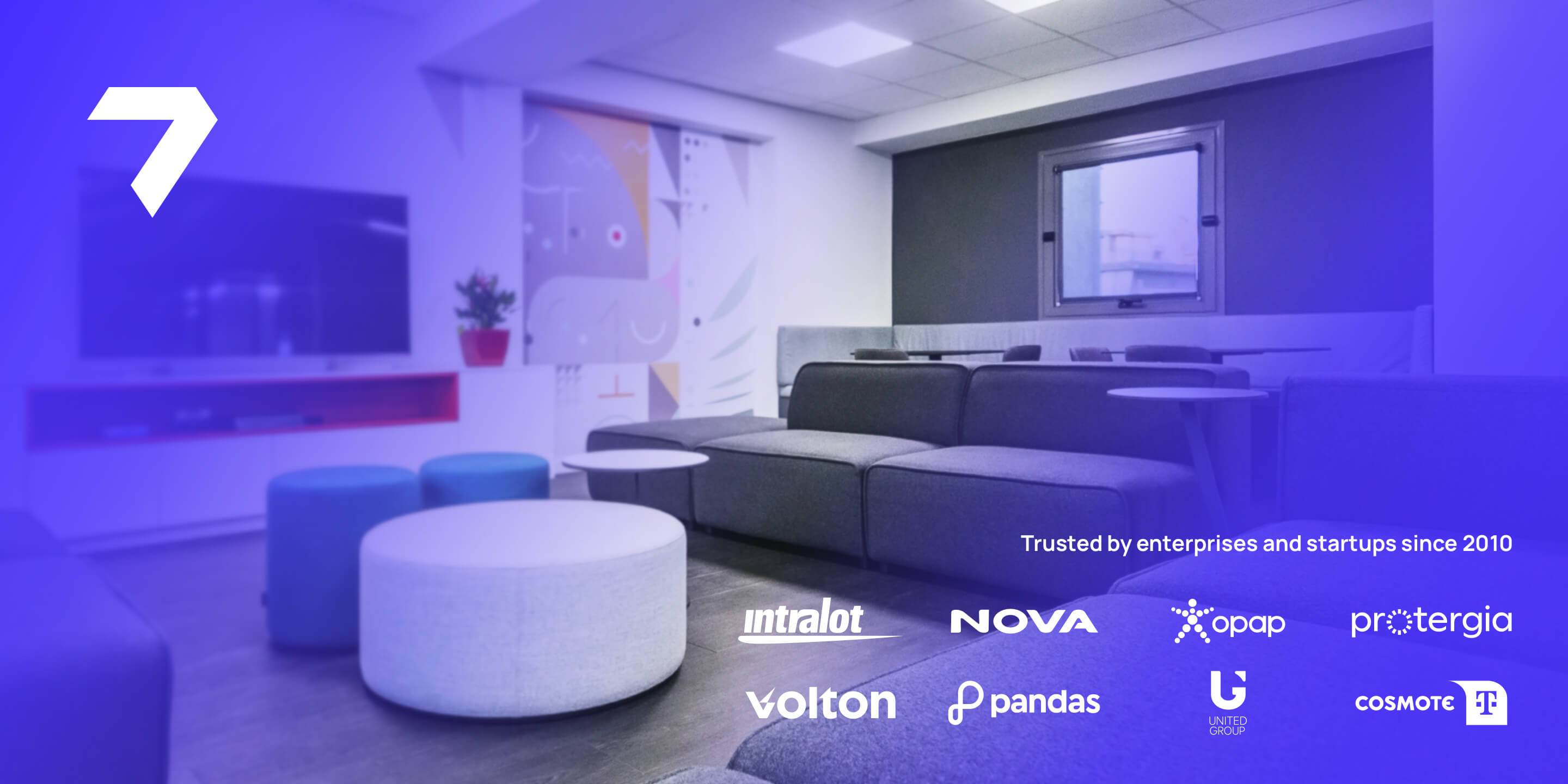 Visual for About Us page. View of Trebbble’s office space (desktop view).