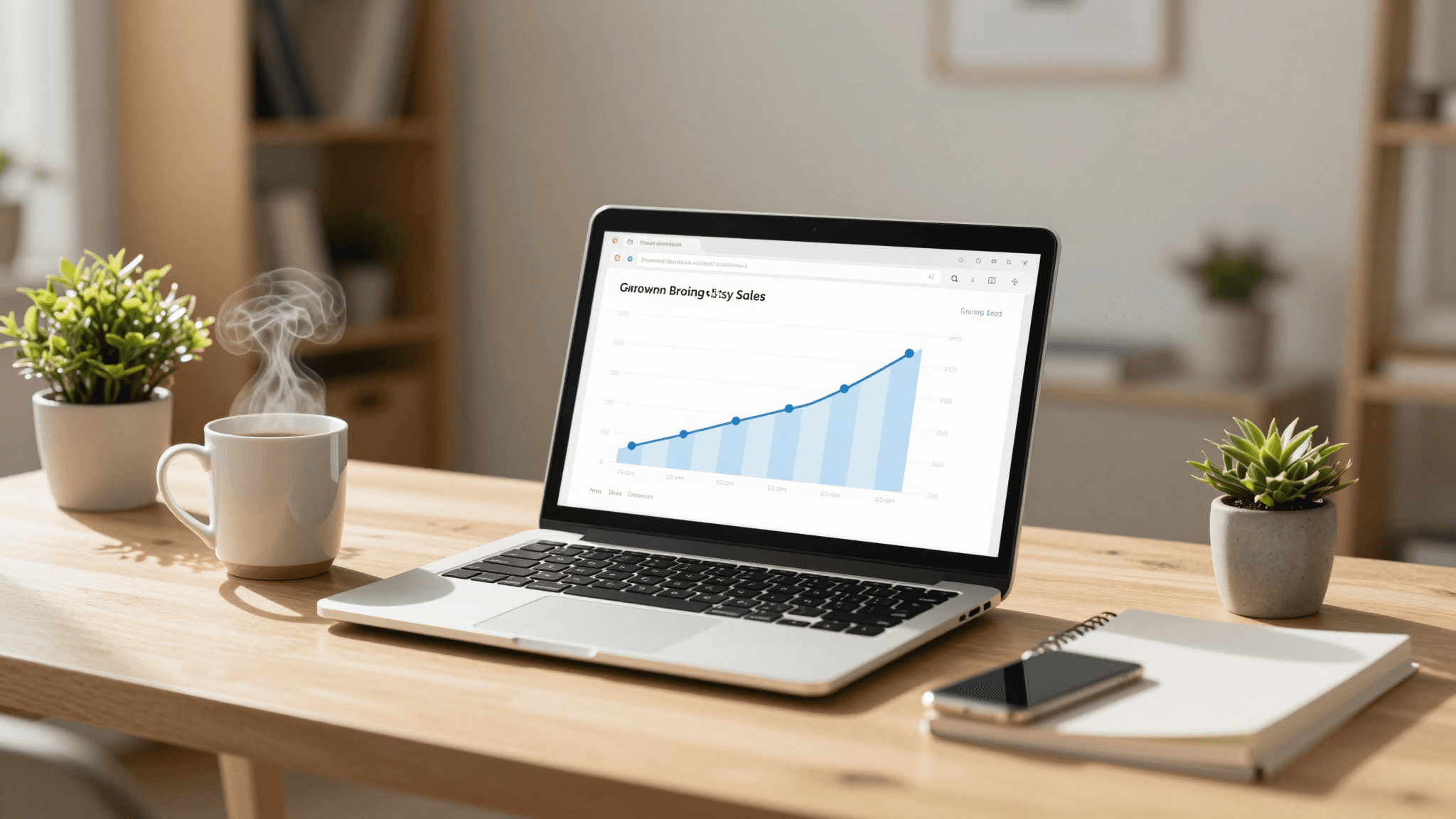 Realistic home office setup for making money online with Etsy print on demand