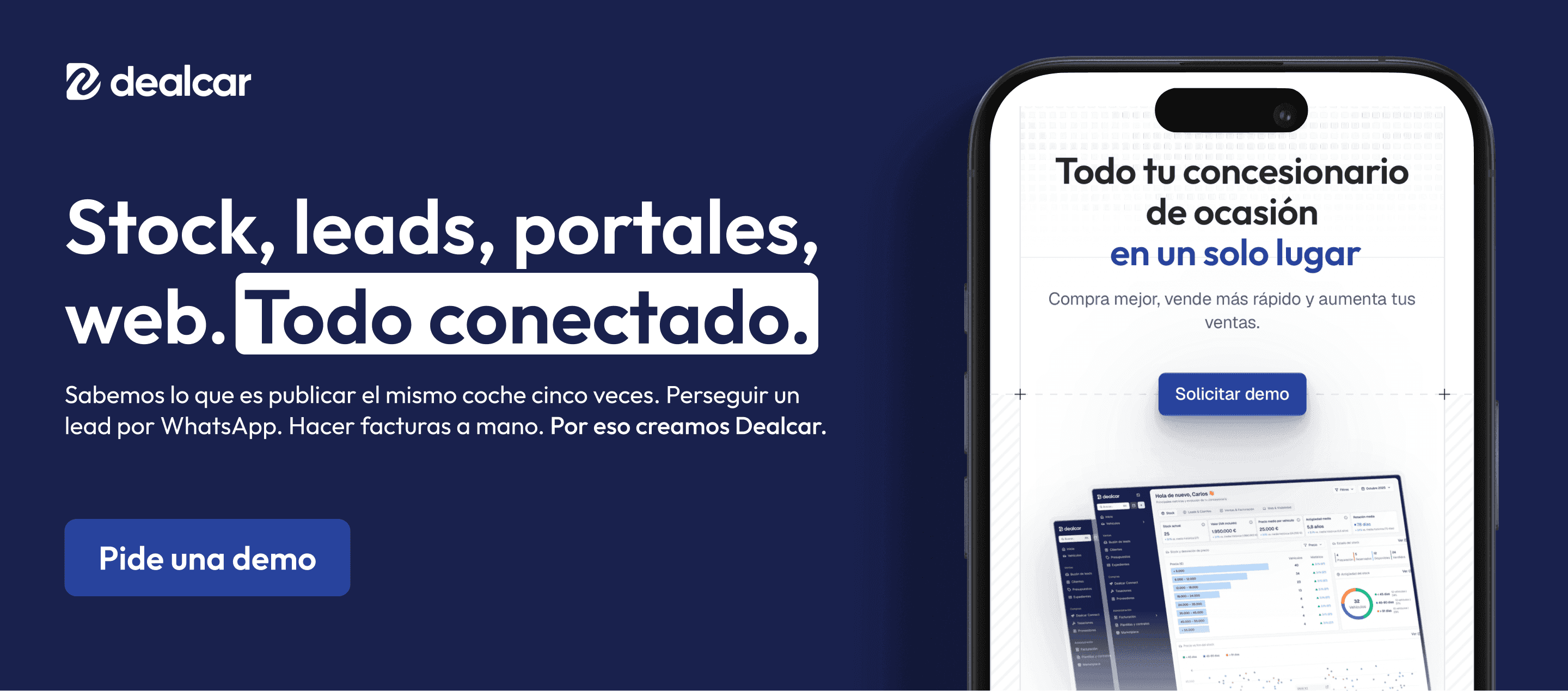 Dealcar: stock, leads, portales y web, todo conectado. Pide una demo