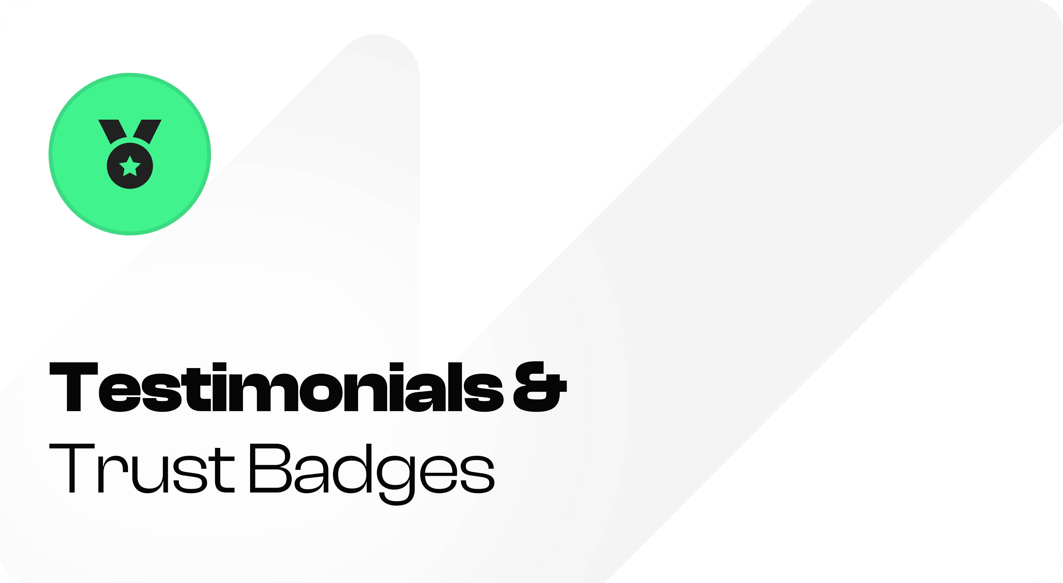 Minimal Snapp article cover with a green trust badge icon and the title Testimonials & Trust Badges.